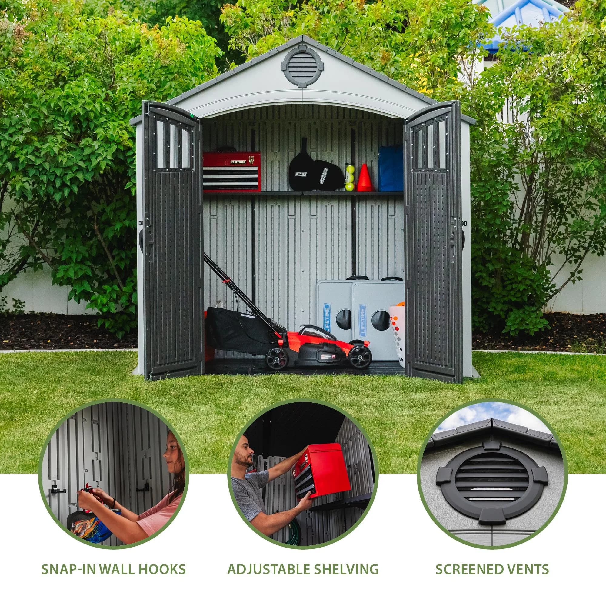 Quality Shed with Impact-Resistant, Lockable Door - High-Density Polyethylene (Hdpe) Gray Model A4F6F5