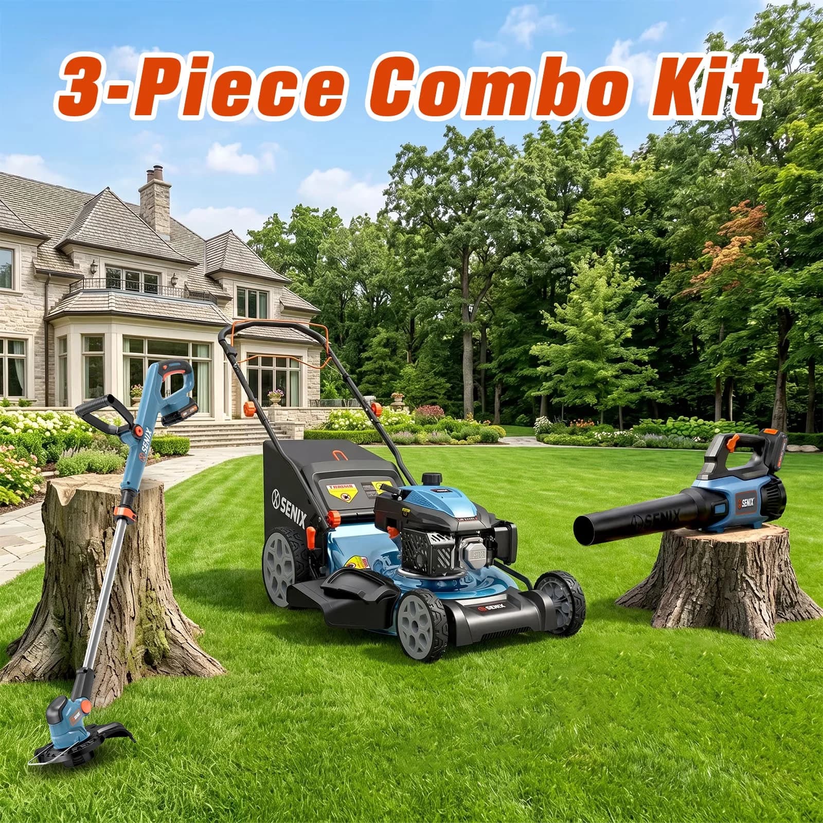 Classic Push Mower with 20V, Bagger, Mulching - Blue - Space-Saving Design Model 130AD1