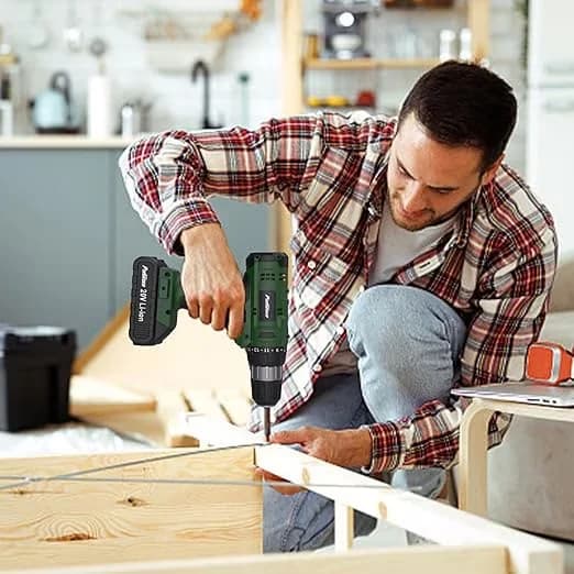 Professional Drills Driver with Battery, 20V, Cordless Drill Set - Green for Home Model F804C4