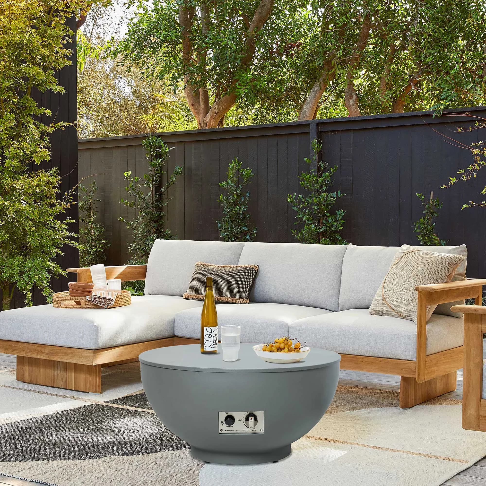 Outdoor Heating Versatile with 58000 BTU, Adjustable Flame, 28-inch Propane Fire Pit Table - Powder-Coated Steel Gray Model 2F5773