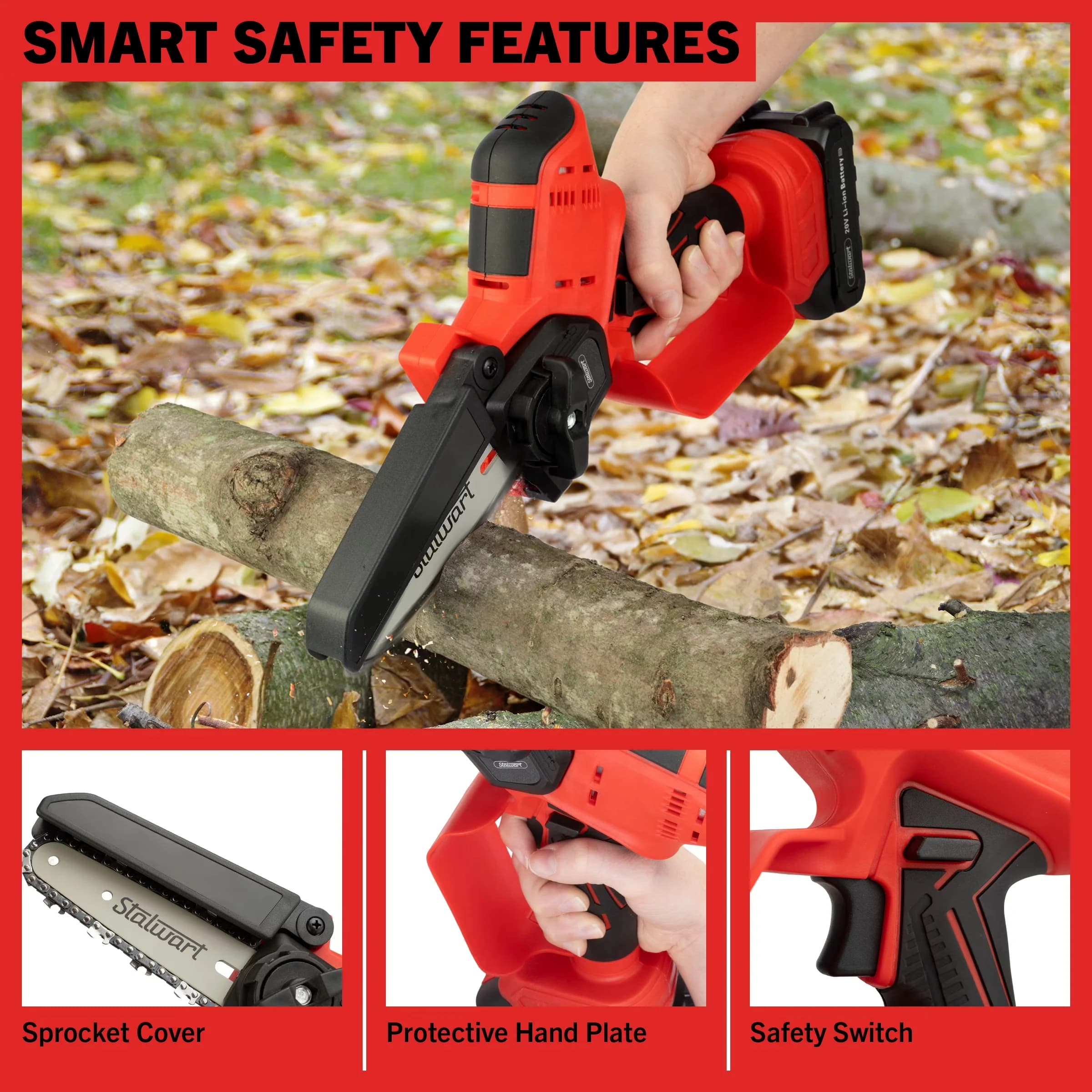Essential Chainsaw with Battery, 20V, 5-Inch Mini - Black - Universal Fit Model 9BAE81