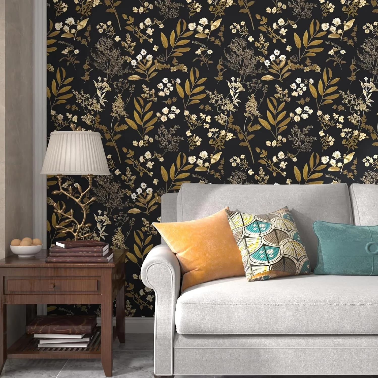 Stylish Wallpaper with Waterproof, Removable - Vinyl Gold for Bedroom 5in Model 7AB8FA