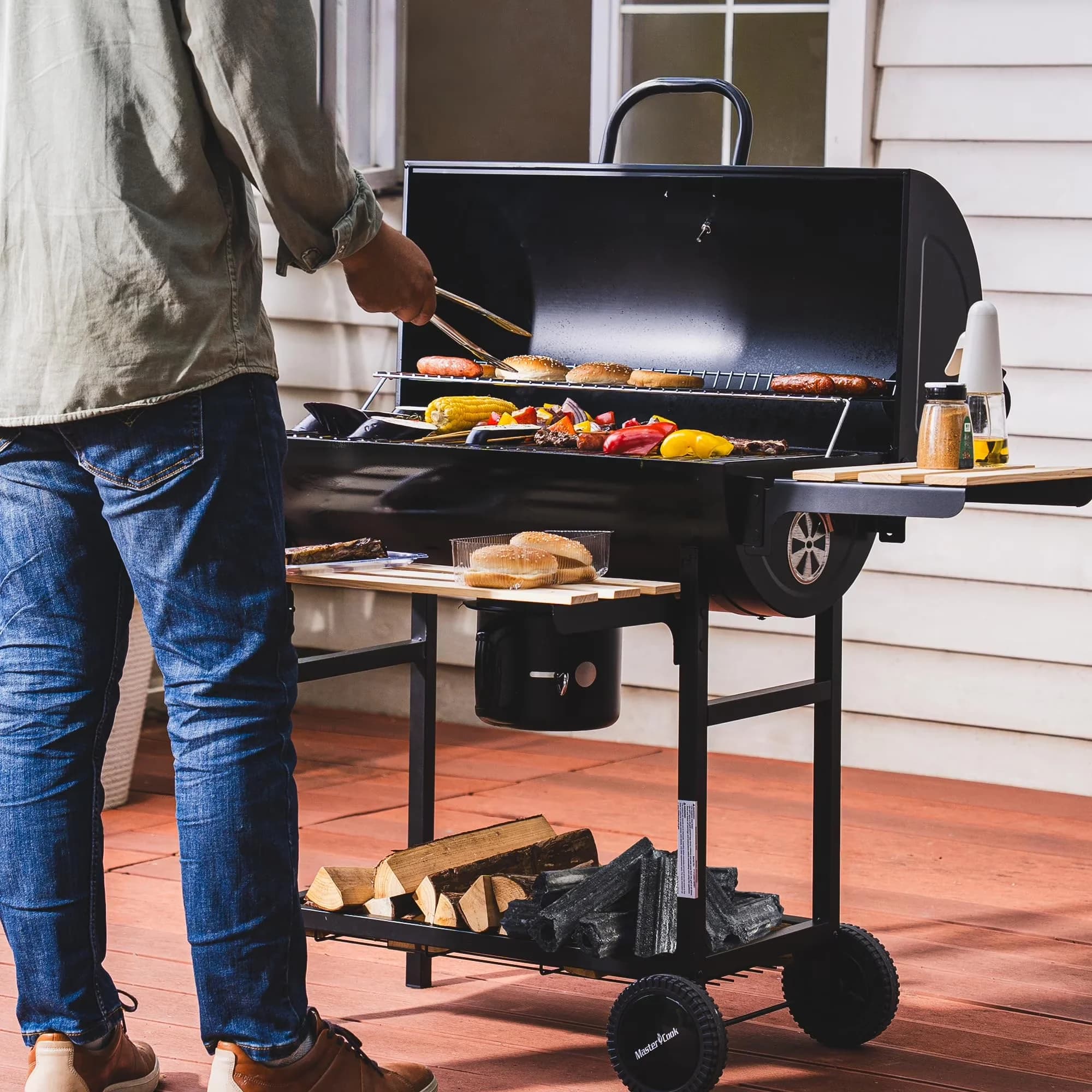 Charcoal Grill Sleek with Adjustable Air Vents, Thermometer - Alloy Steel Model 45DB5C