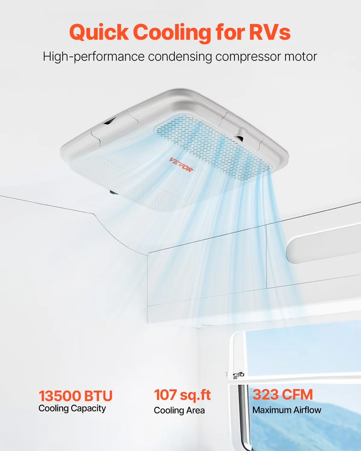 Air Conditioner Sleek with 13500 BTU, 13500 BTU Non-Ducted Rooftop RV AC Unit - White Model 104812