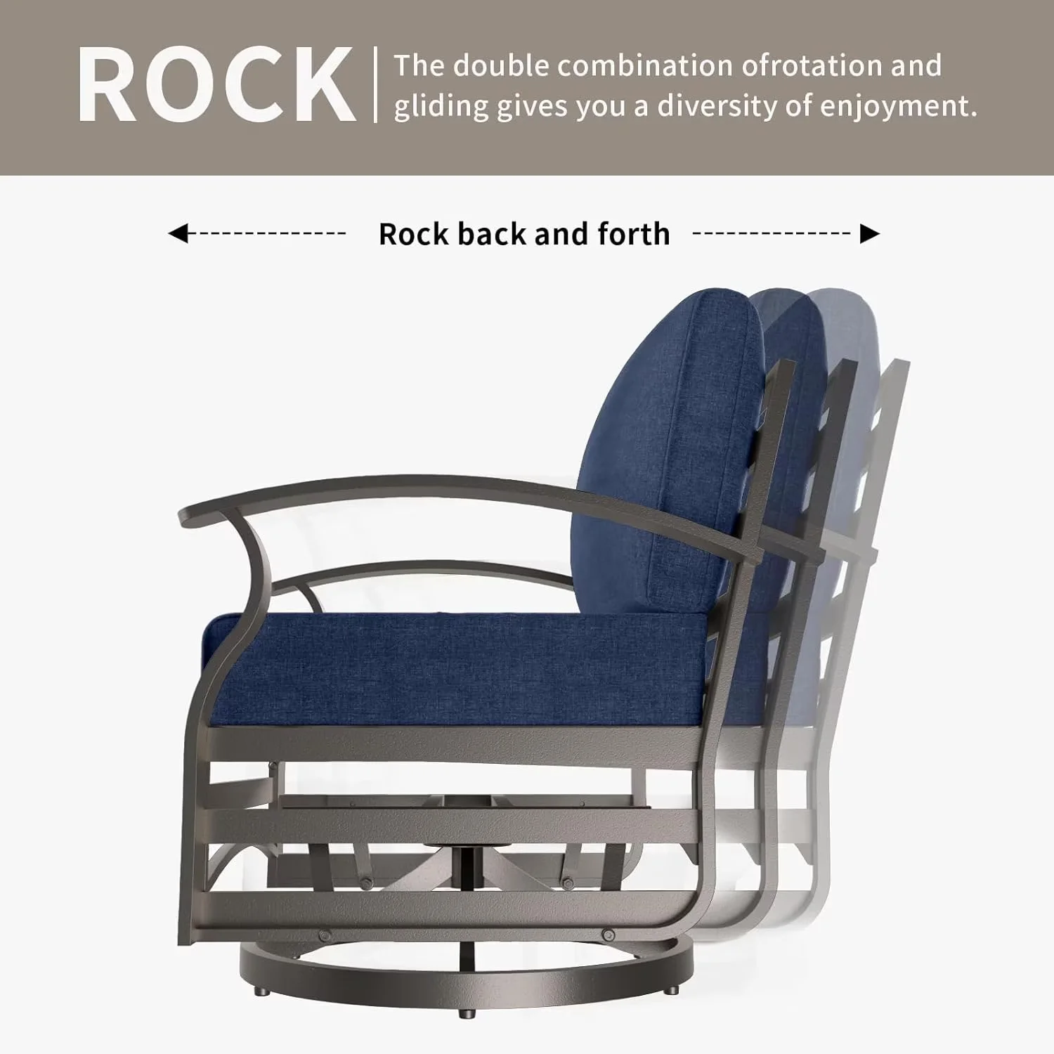 Patio Conversation Set Compact with 55000 BTU, 5 Seats Outdoor Metal Furniture - Aluminum Blue Model EBCA35
