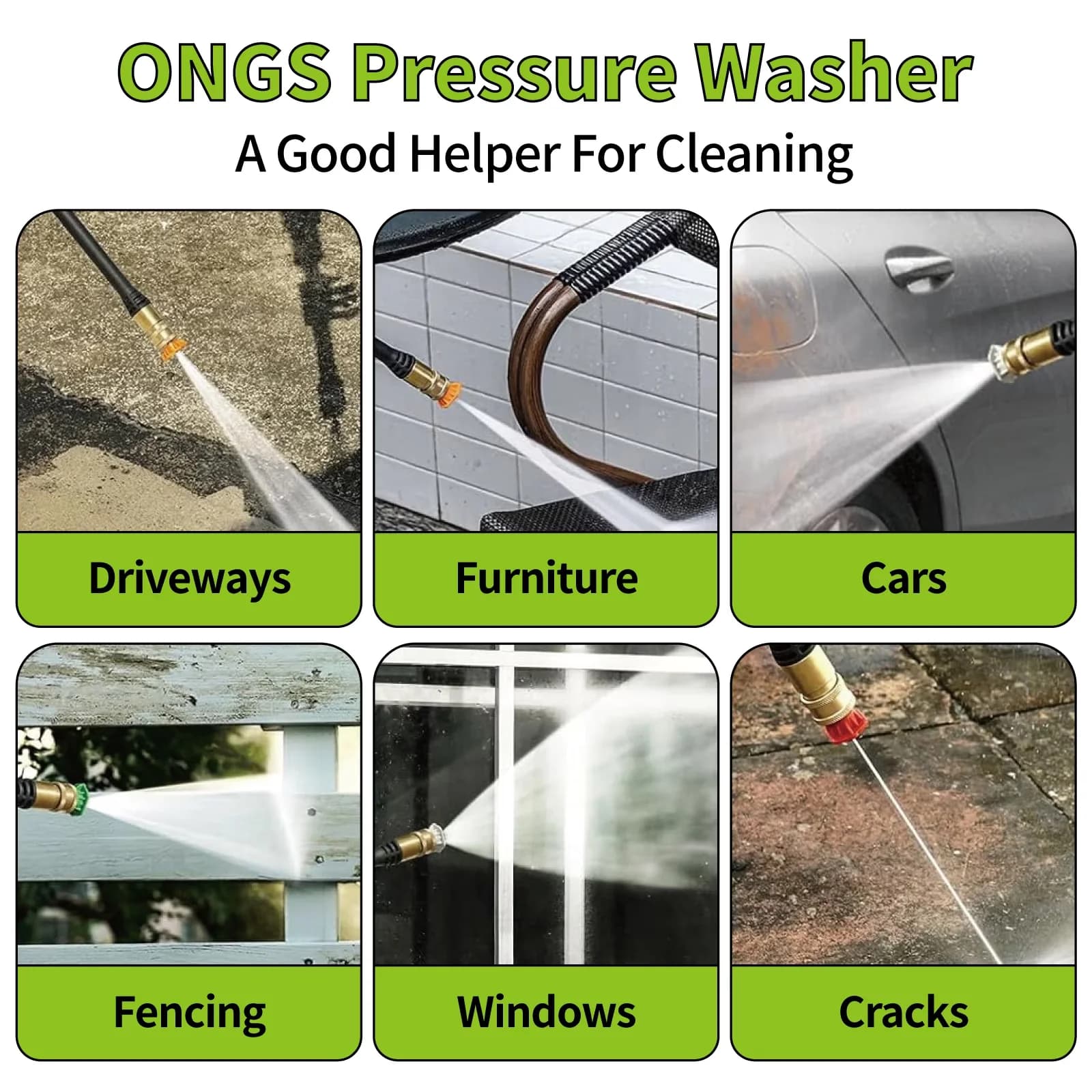 Durable Pressure Washer with 110V, Kink Free Hose, High 2300 PSI at 2.6 GPM - Model AA41DE