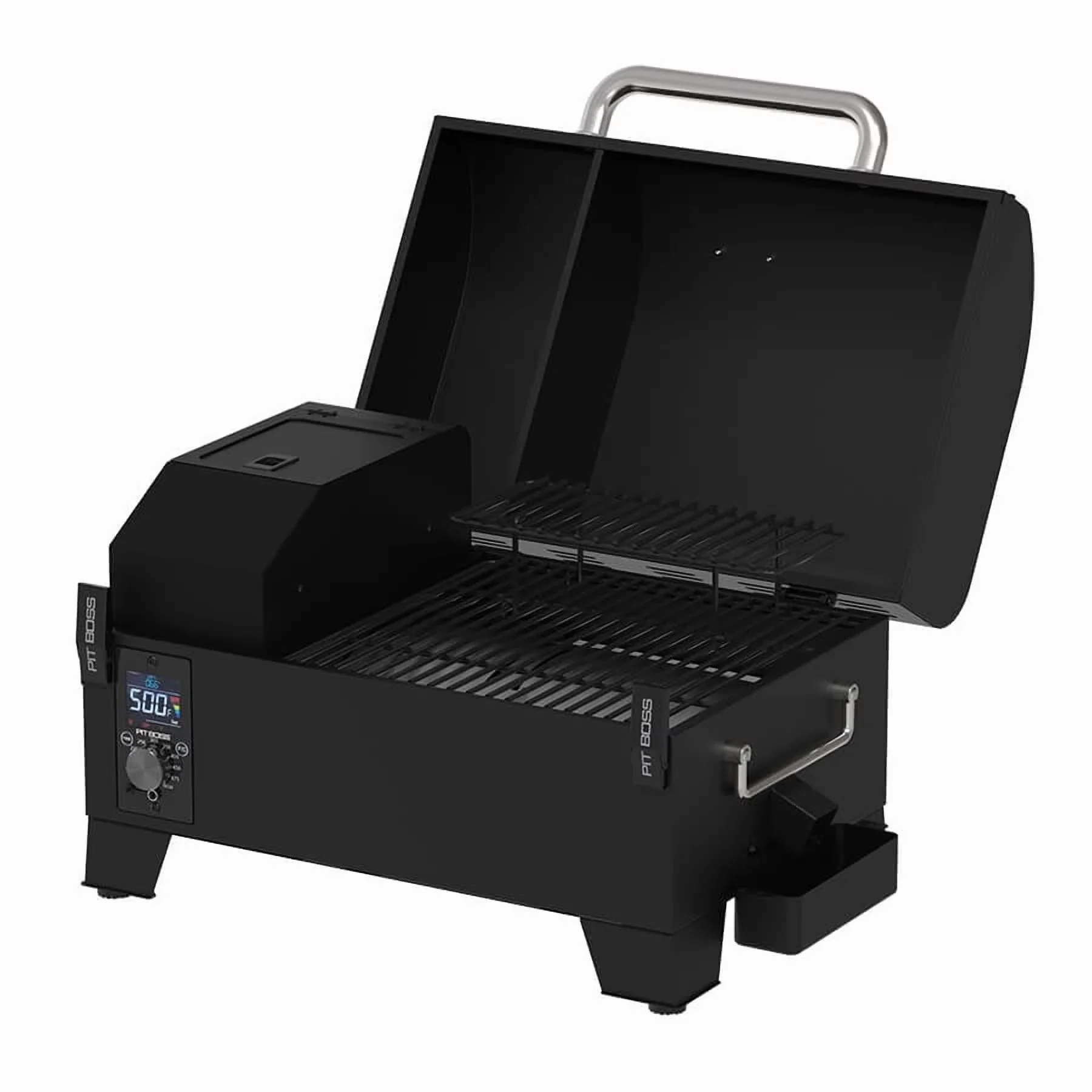 Smoker Durable with Grease Pan, Warming Rack, Portable Tabletop Wood Pellet Grill - Heavy Duty Steel Black Model 6686ED