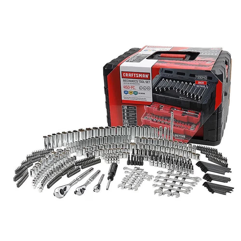 Versatile Hand Tool Set with Magnetic, 450 Piece Mechanic's With 3 Drawer Case, 6 extension bars to extend your reach - Stainless... Model 0D0191
