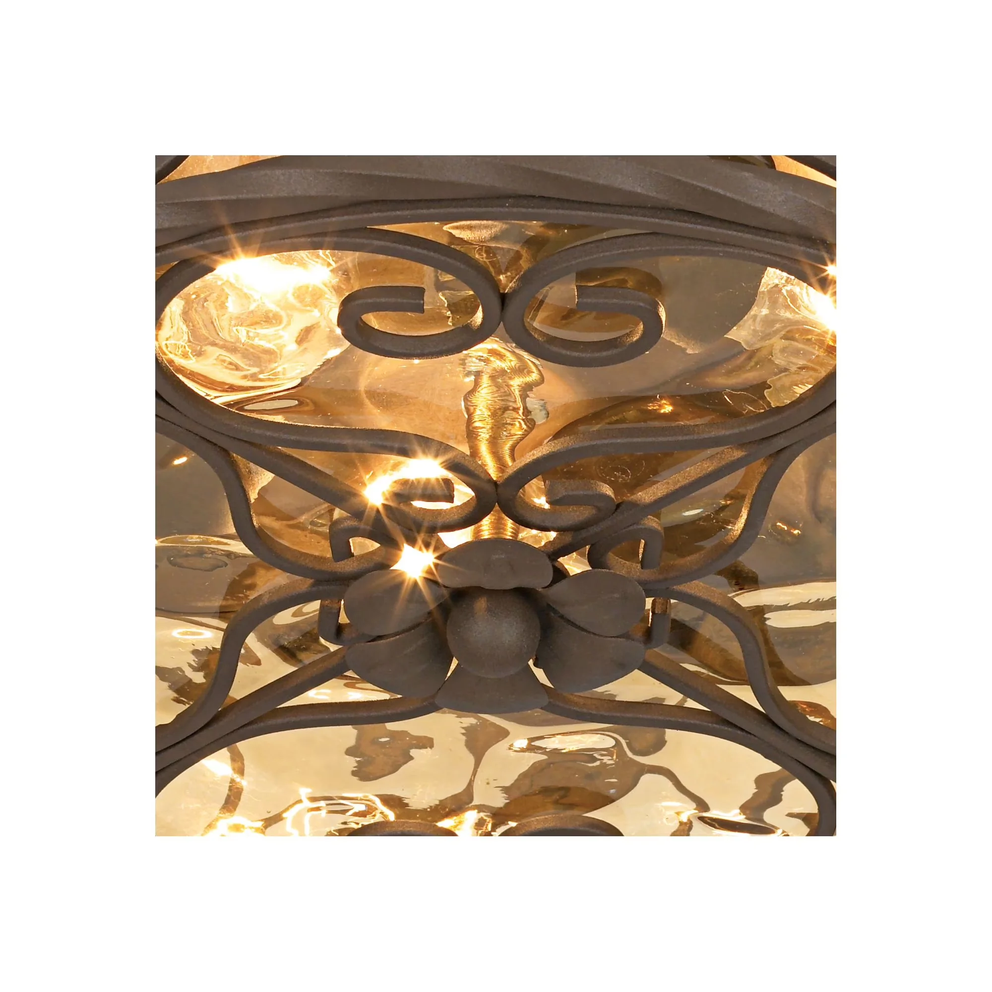 Classic Ceiling Lights Fixture with LED, Rustic/Lodge, 12" wide x 4 1/2" high. Weighs 7.7 lbs. - Brown Steel Model 120810