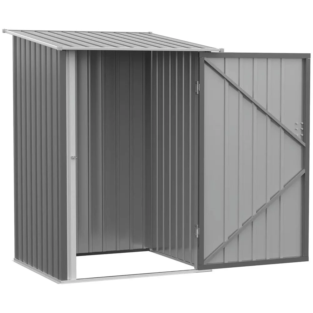 Classic Shed with Lockable Door, Galvanized Steel Tool House - Gray Steel Model 74B3CD