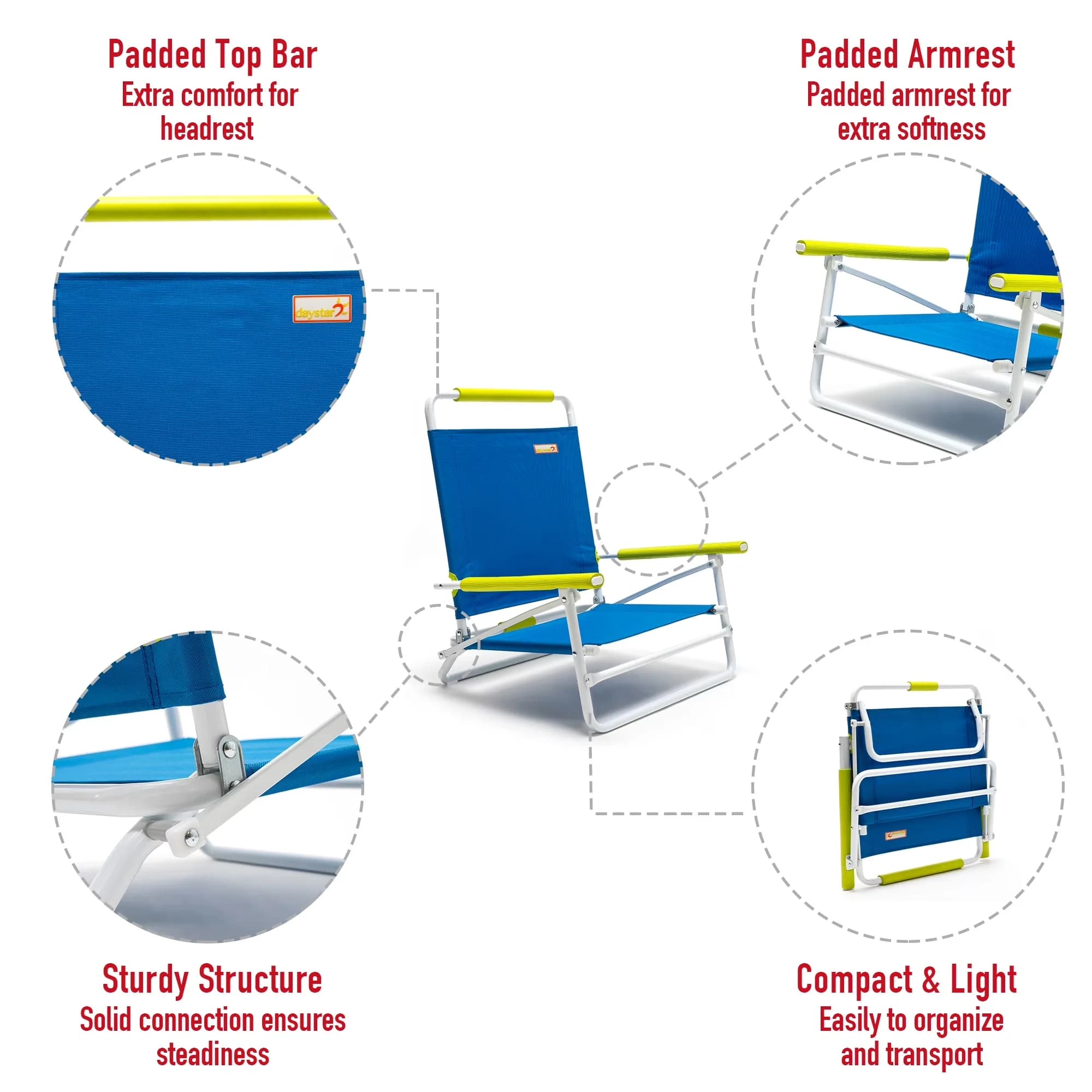 Efficient Beach Chair with Folding, Folding Chairs - Blue - Universal Fit Model D919E5