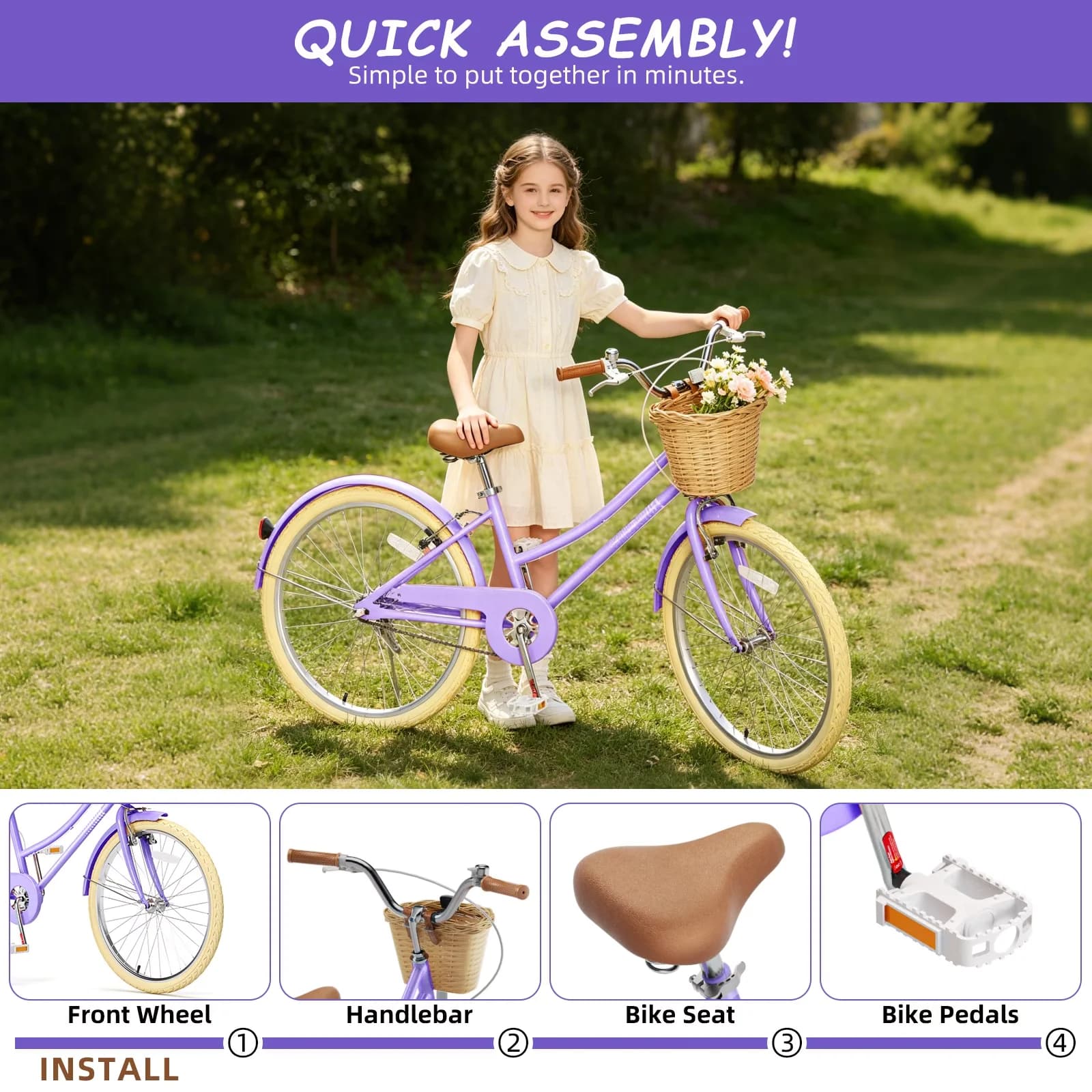 Reliable Cruiser Bike with Adjustable Height, Adjustable Seat - Purple Model 707AA8