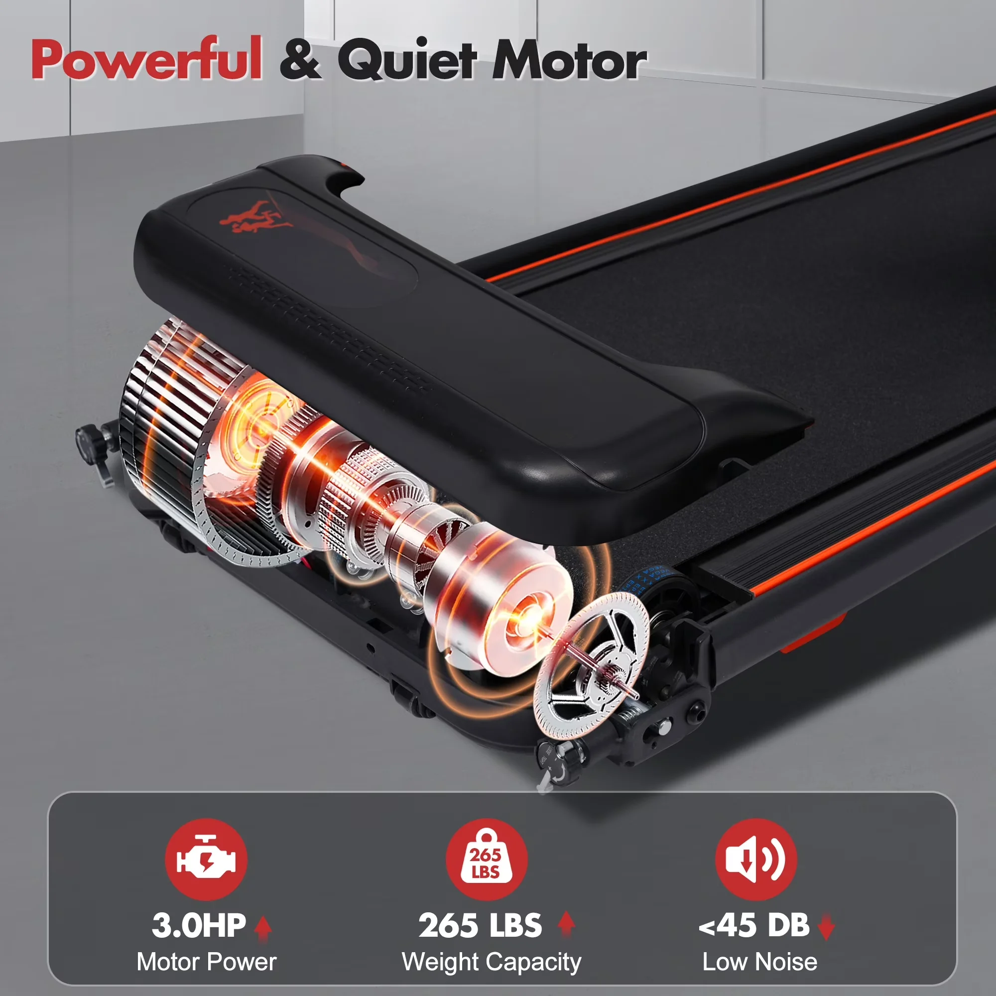 Essential Home Gym with LED, 8% Incline, Portable Folding Treadmill - Metal Black Model BC6682