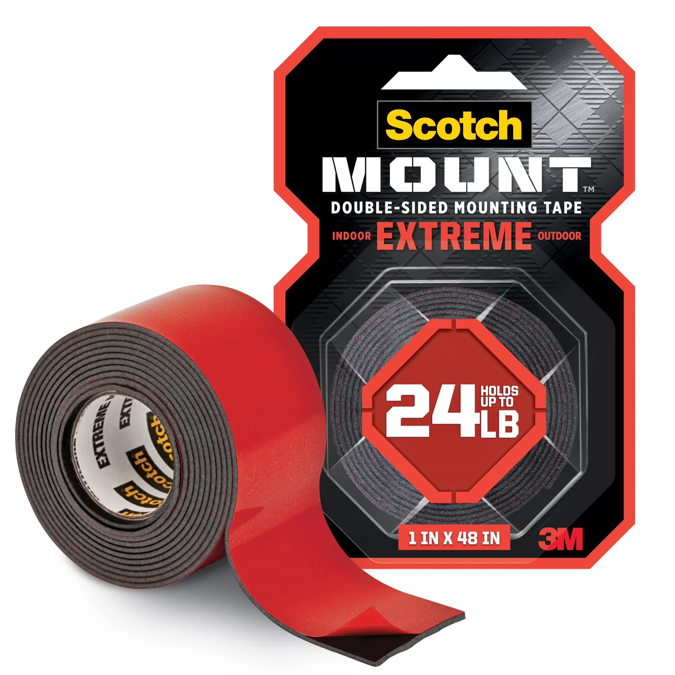 Damage-Free Hanging Classic with Extreme Double-Sided Mounting Tape, 1 Roll, Black - Plastic Black Model E36845