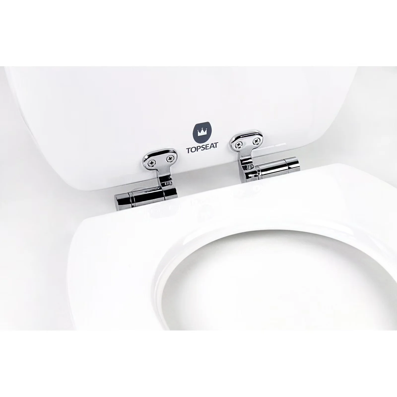 Sleek Toilet Seats And Lid with Slow-Close Lid, Dimensions: 18.5L x 15W x 2.25H in., Features acrylic gloss coating on seat - White Wood Model 32181F