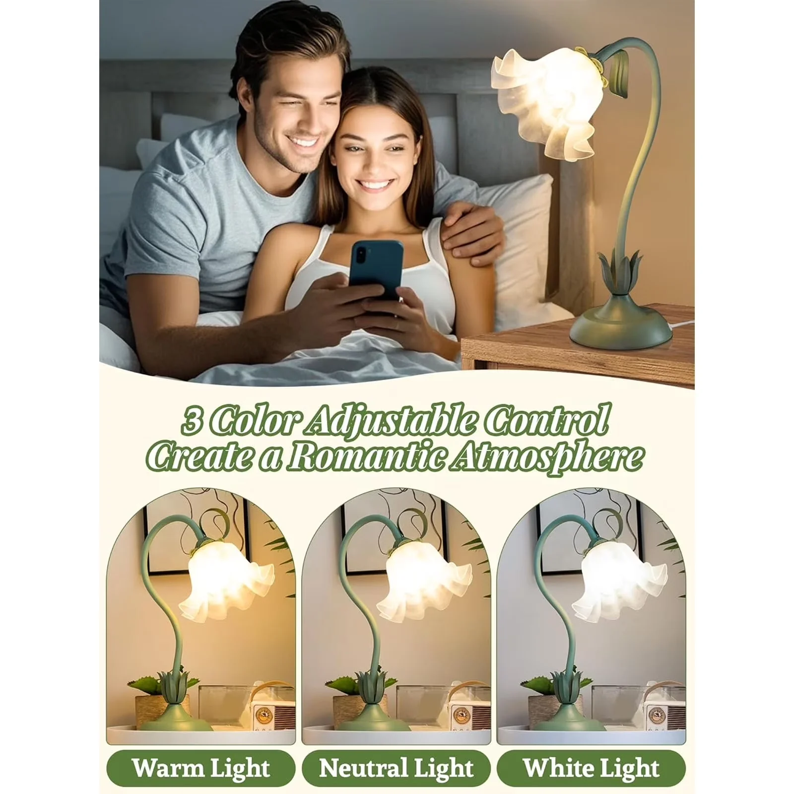 Versatile Lamp with LED, Bedside Lamps, Eco Friendly - Iron Green for Living Room, Bedroom Model 719247