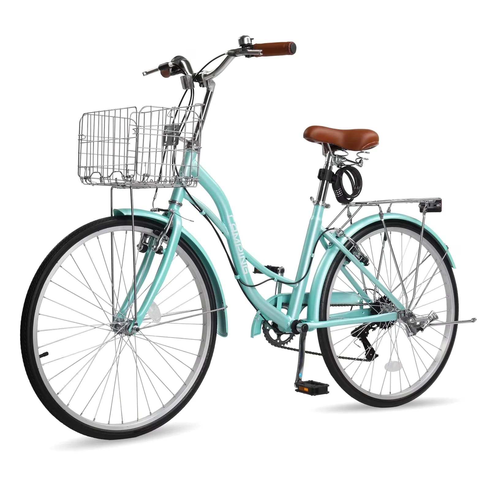 Durable Cruiser Bike with Adjustable Seat Height, Lightweight, 24" Womens - Green Model F45136