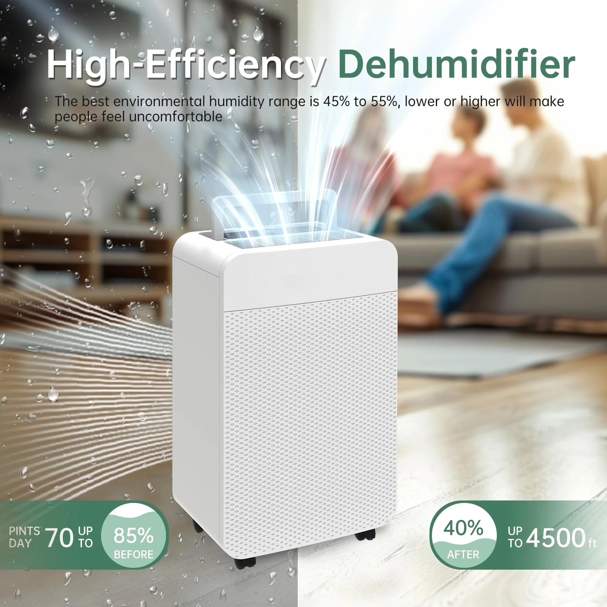 Classic Dehumidifier with Adjustable Humidistat, 80 Pint - 24H - Traditional Style Model B78C77