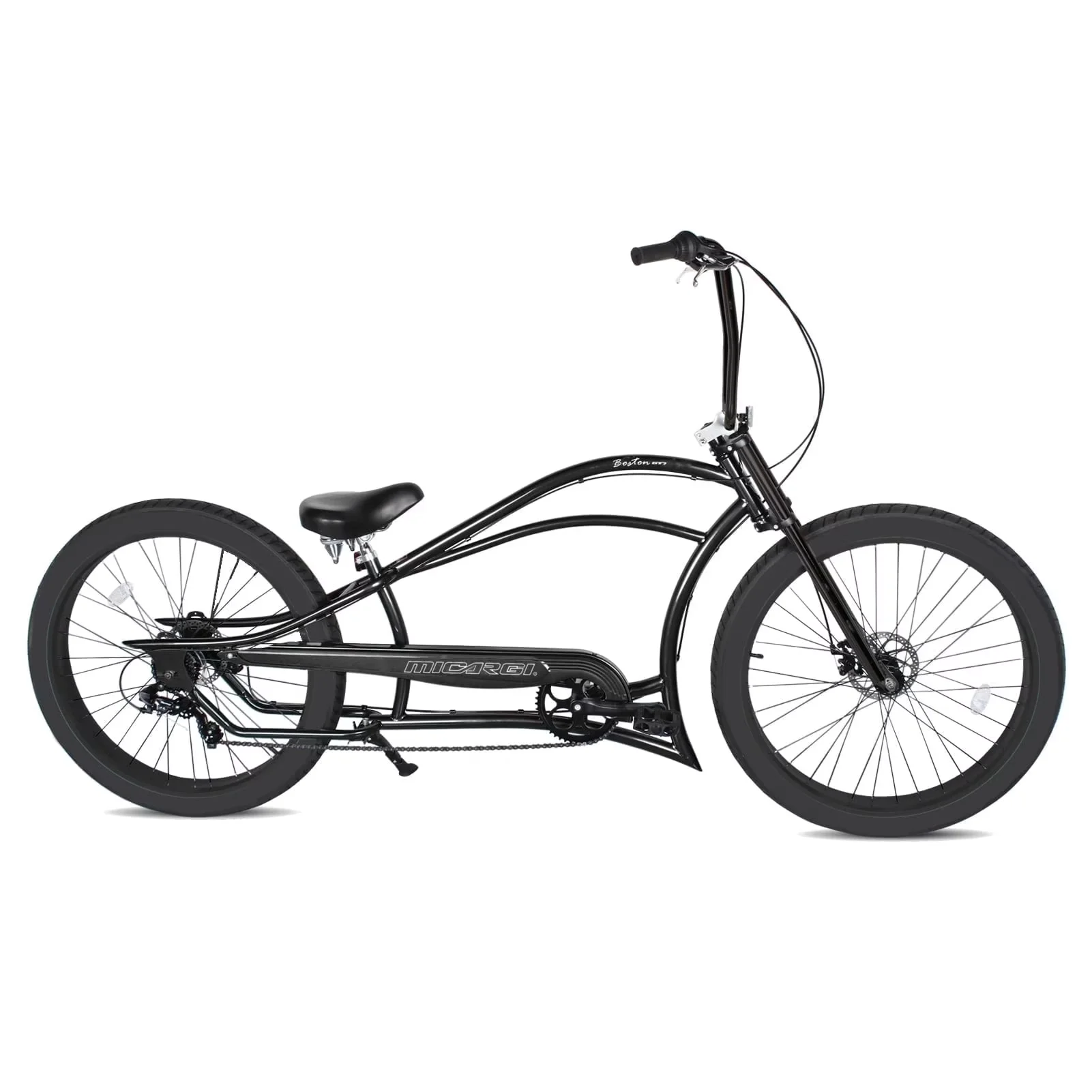 Sleek Cruiser Bike with Adjustable Seat Height, Adjustable Speed, Triple Tree Fork - Matte Black Model 084174