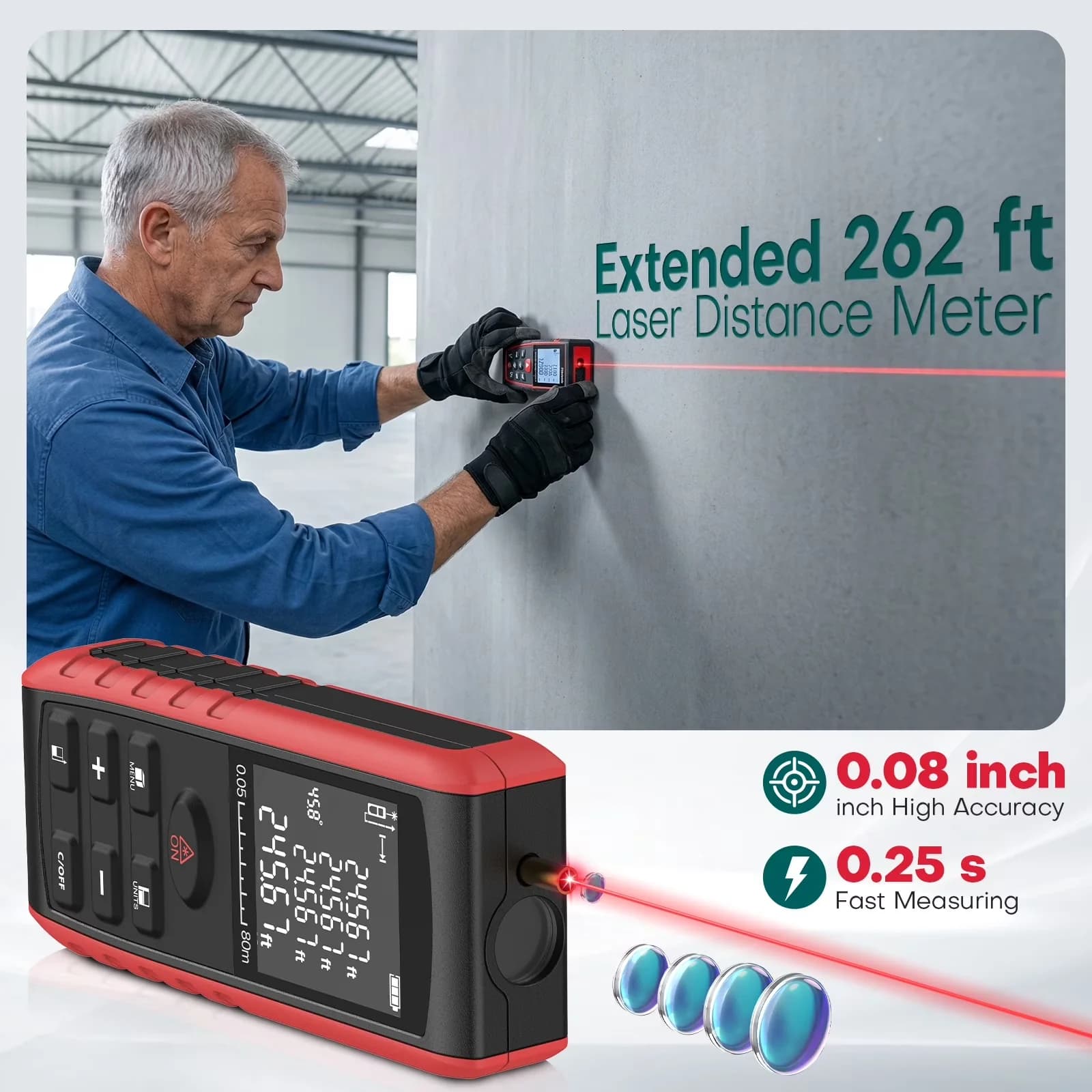 Quality Measuring Layout with Battery, Easy To Read, Easy Operation - Green Abs Model 2A50C7