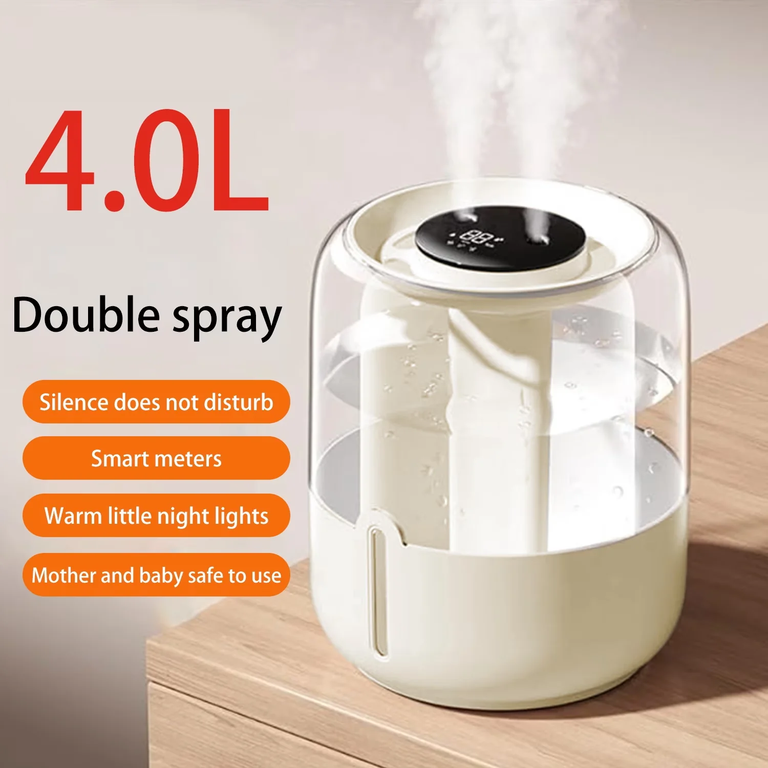 Premium Humidifier with Purifies Air, Water Level Indicator, Variable Speed - Beige Model 5A8884