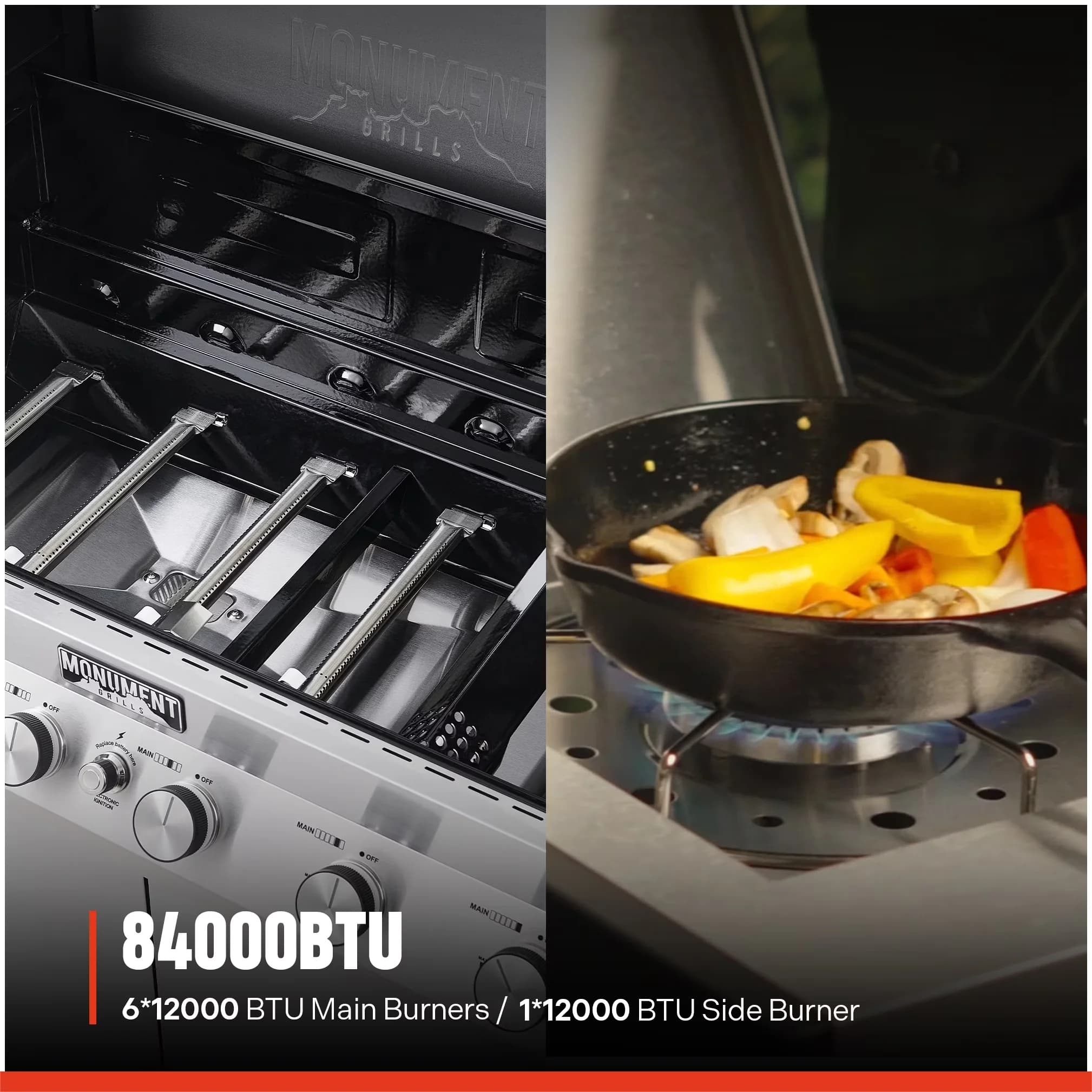 Gas Grill Modern with LED, Grease Pan, Enclosed Cabinet - Stainless Steel Multicolor Model 7B804F