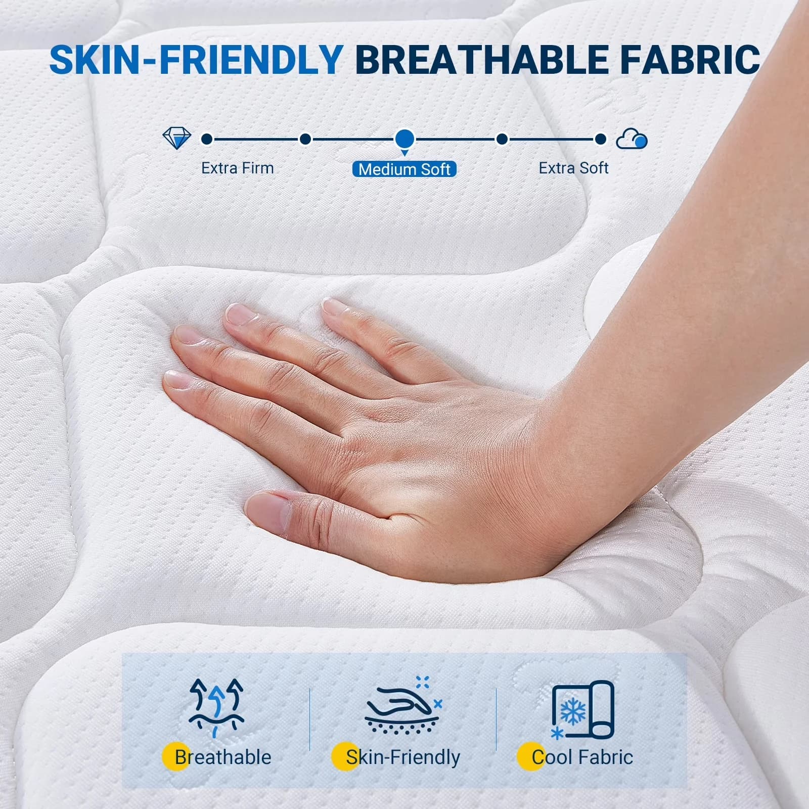 Durable Mattresses Accessory with Mattress-In-A-Box, Queen Size - Gel Memory Foam; Memory Foam;, Individual Pocket Spring Blue Model 1184A8