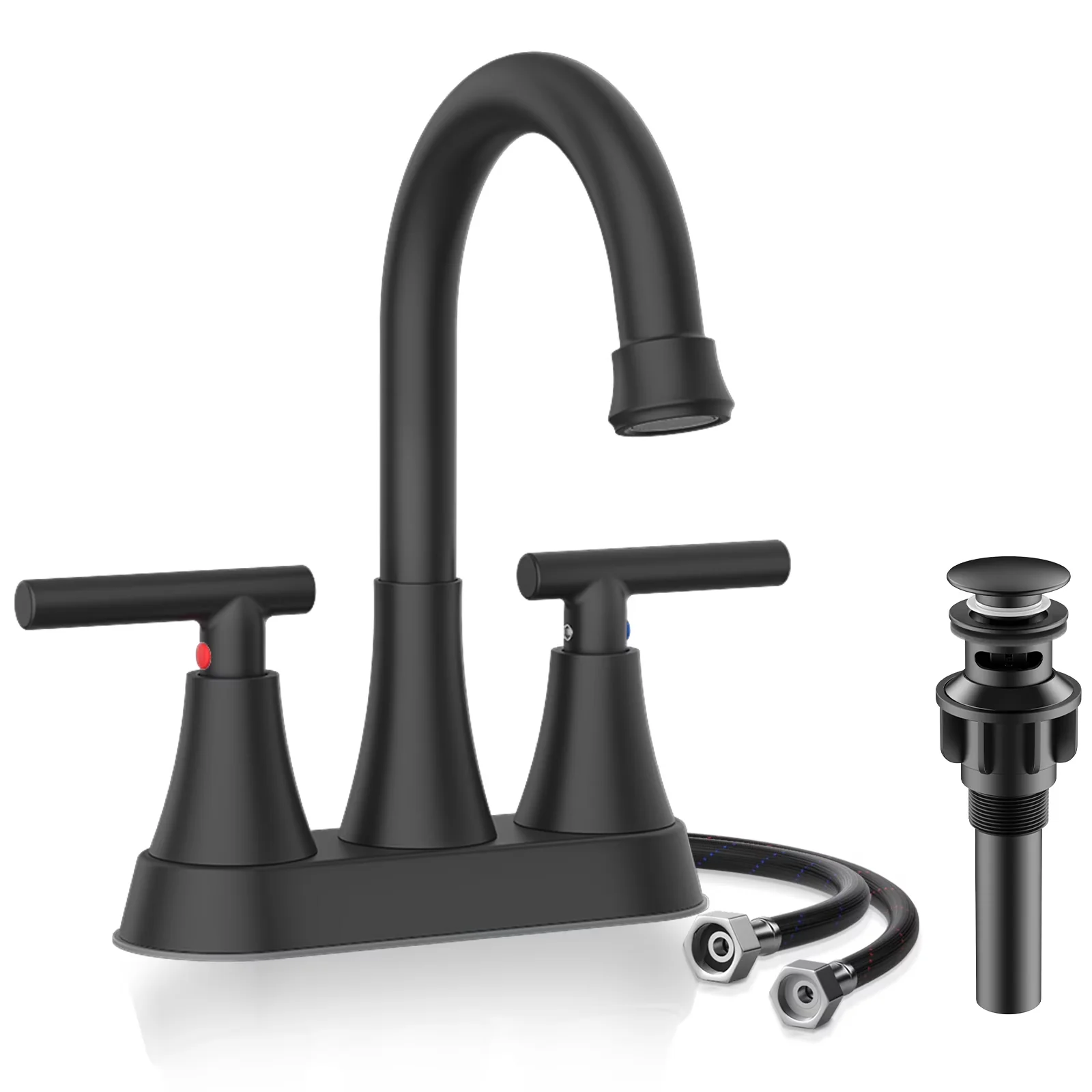 Efficient Plumbing with 360 Degree Swivel, Pop-Up Drain - Stainless Steel, 4 Inch Bathroom Sink Faucet 4 inch, 1 Pack Model 701752