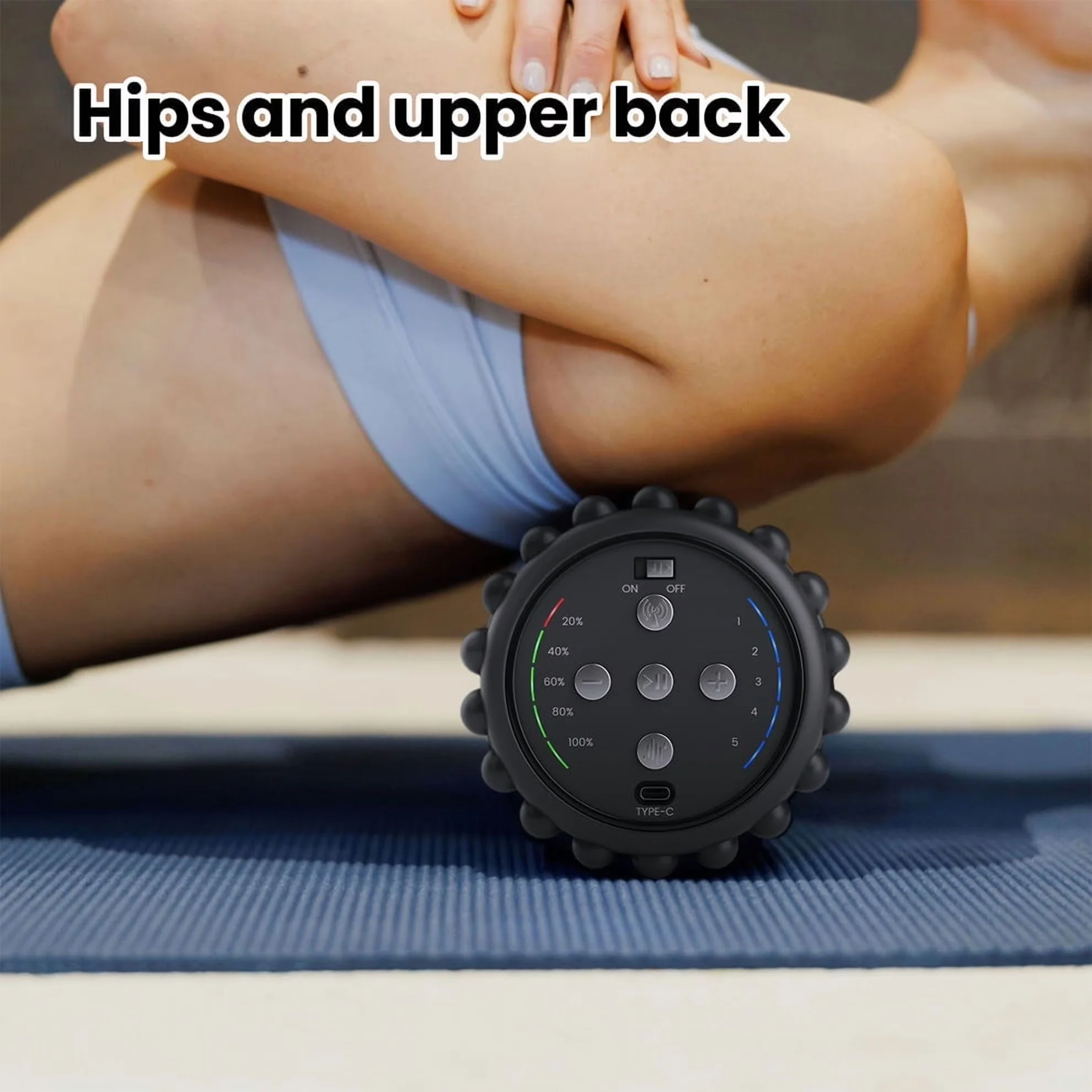 Quality Home Gym Accessory with Battery, Vibrating - Black Eva Foam VibroRoll Model F3A1A4