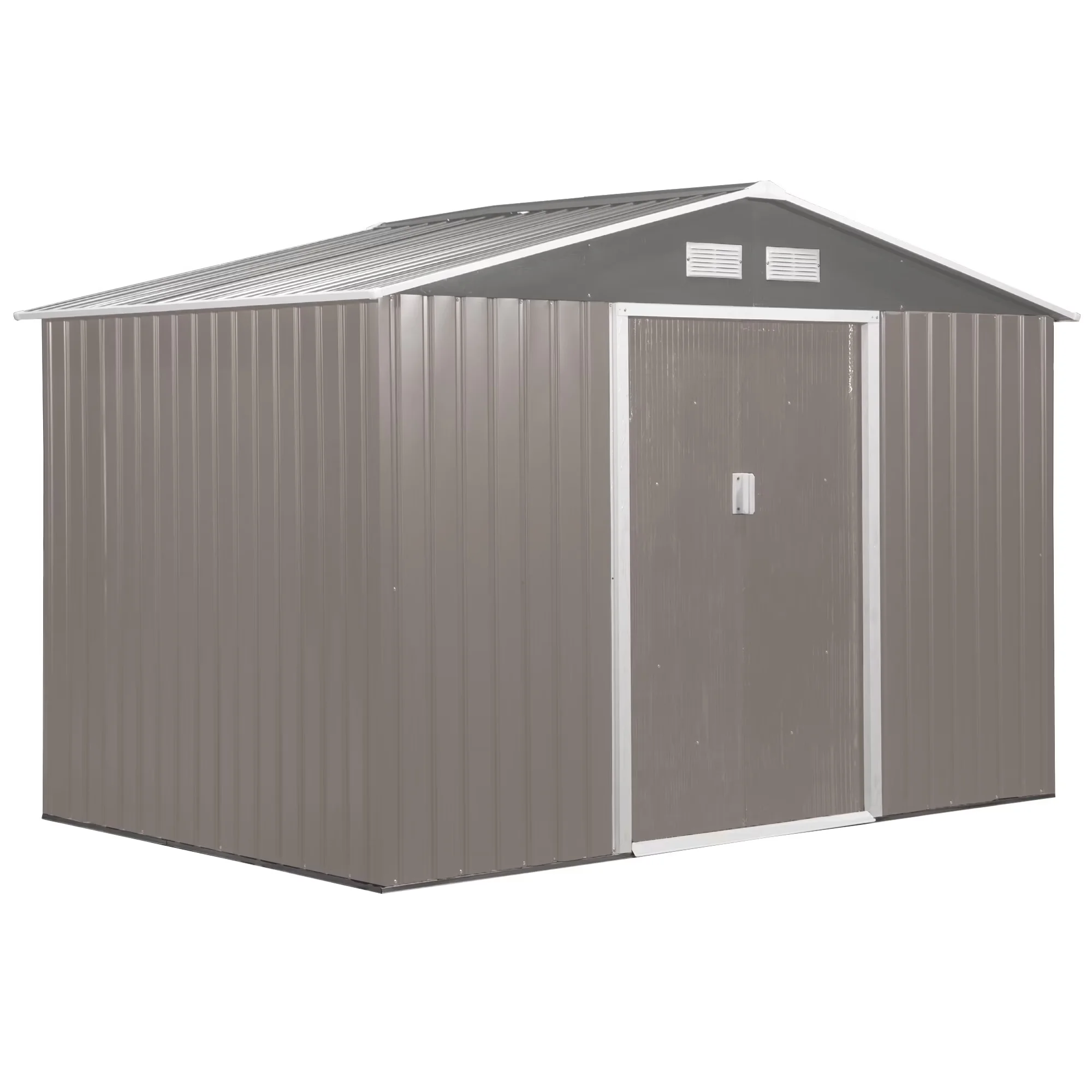 Modern Shed with Rust Resistant, Prefabricated assembly kit - Galvanized Steel, Polypropylene Gray Model 592C3D