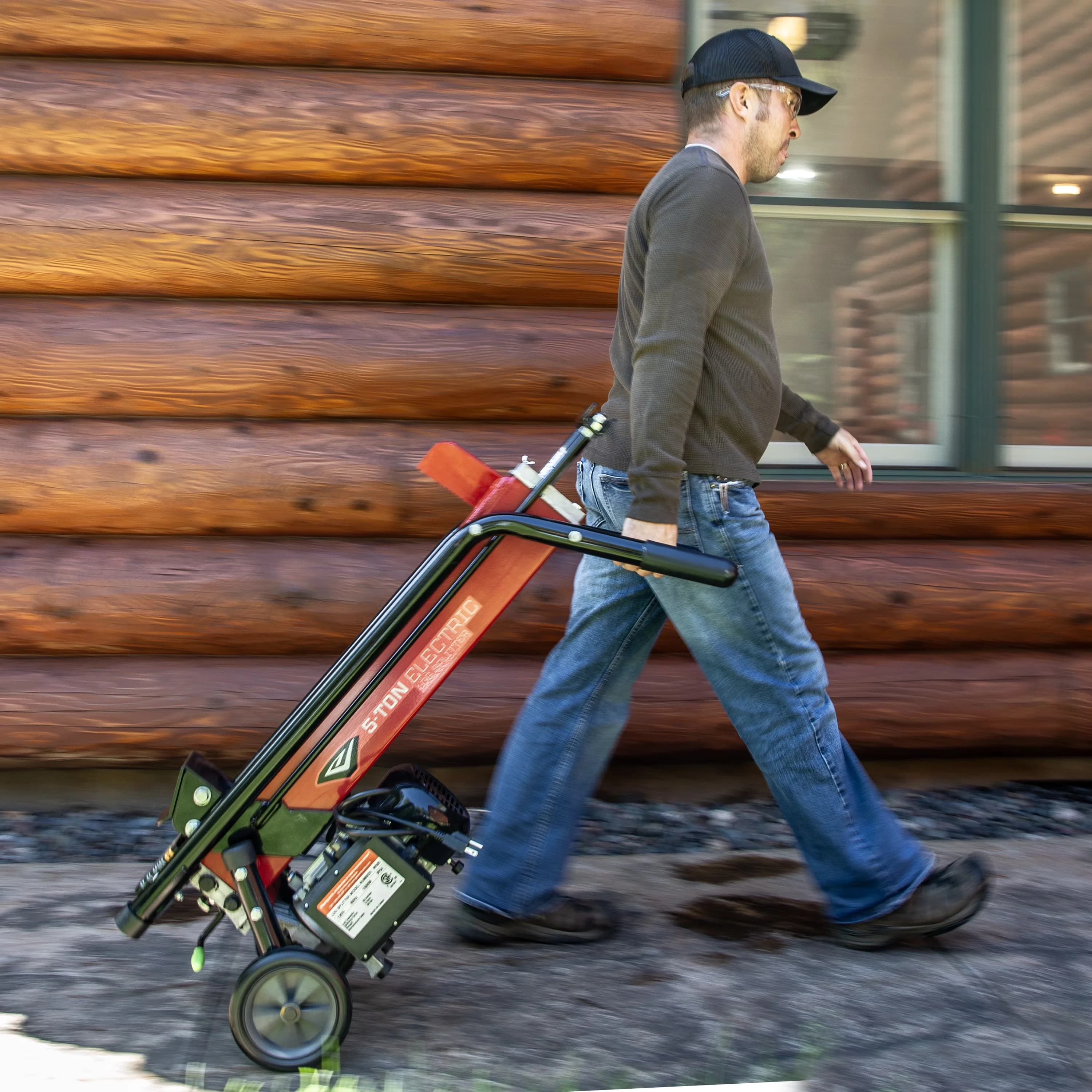 Logsplitter Stylish with Wheeled, Sturdy transport wheels, Length 42.800 - Red Model 93BC93