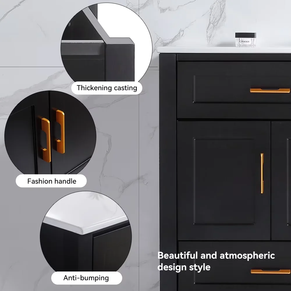 Innovative Bathroom Renovation with 48" Black Vanity, Modern Storage Vanity Combo, Soft Close - Model 587449