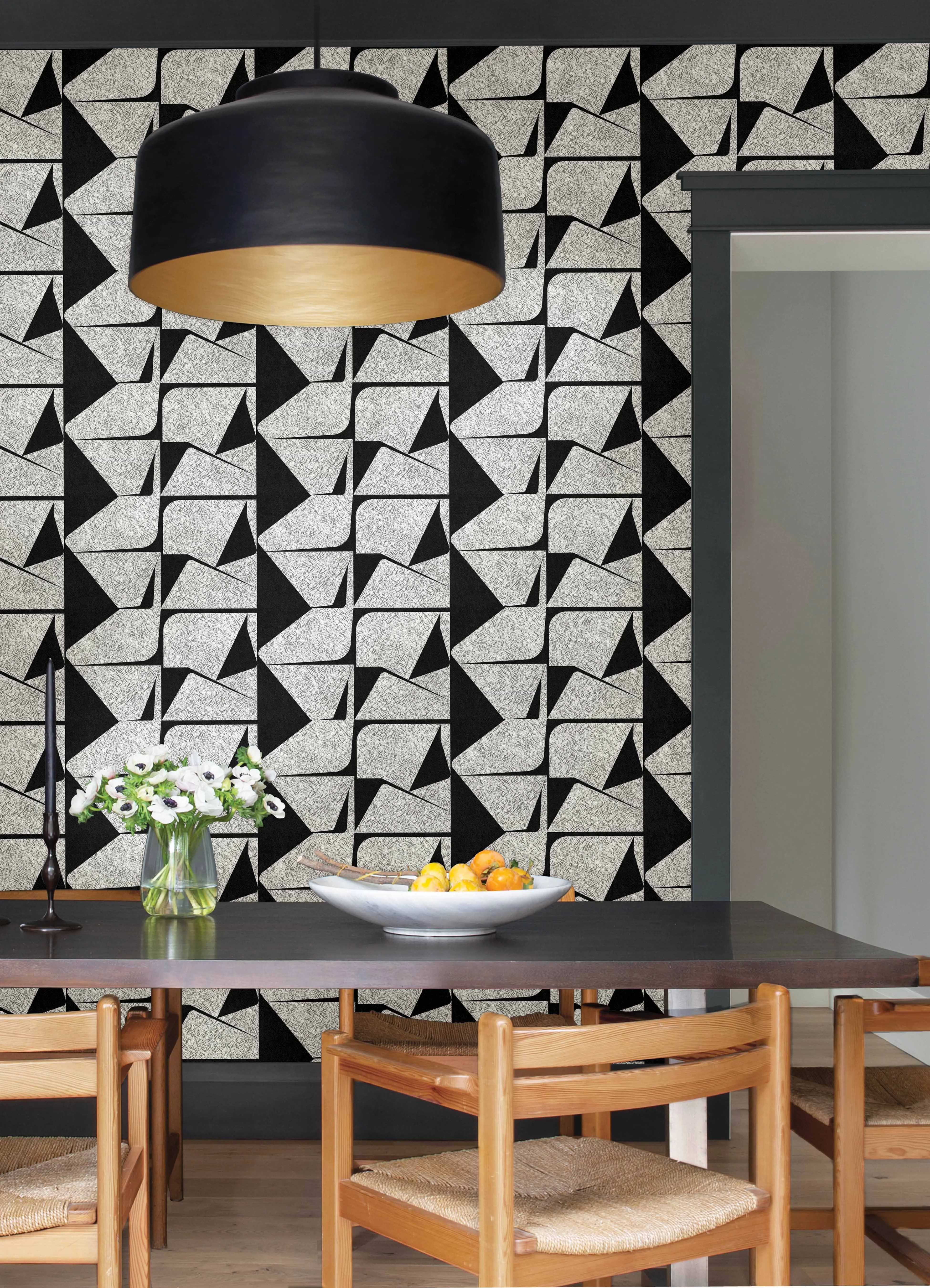 Durable Wallpaper with Removable, Easy To Clean, Black Caden Peel and Stick 30.75 Sq. ft - Black Vinyl Model 41C594