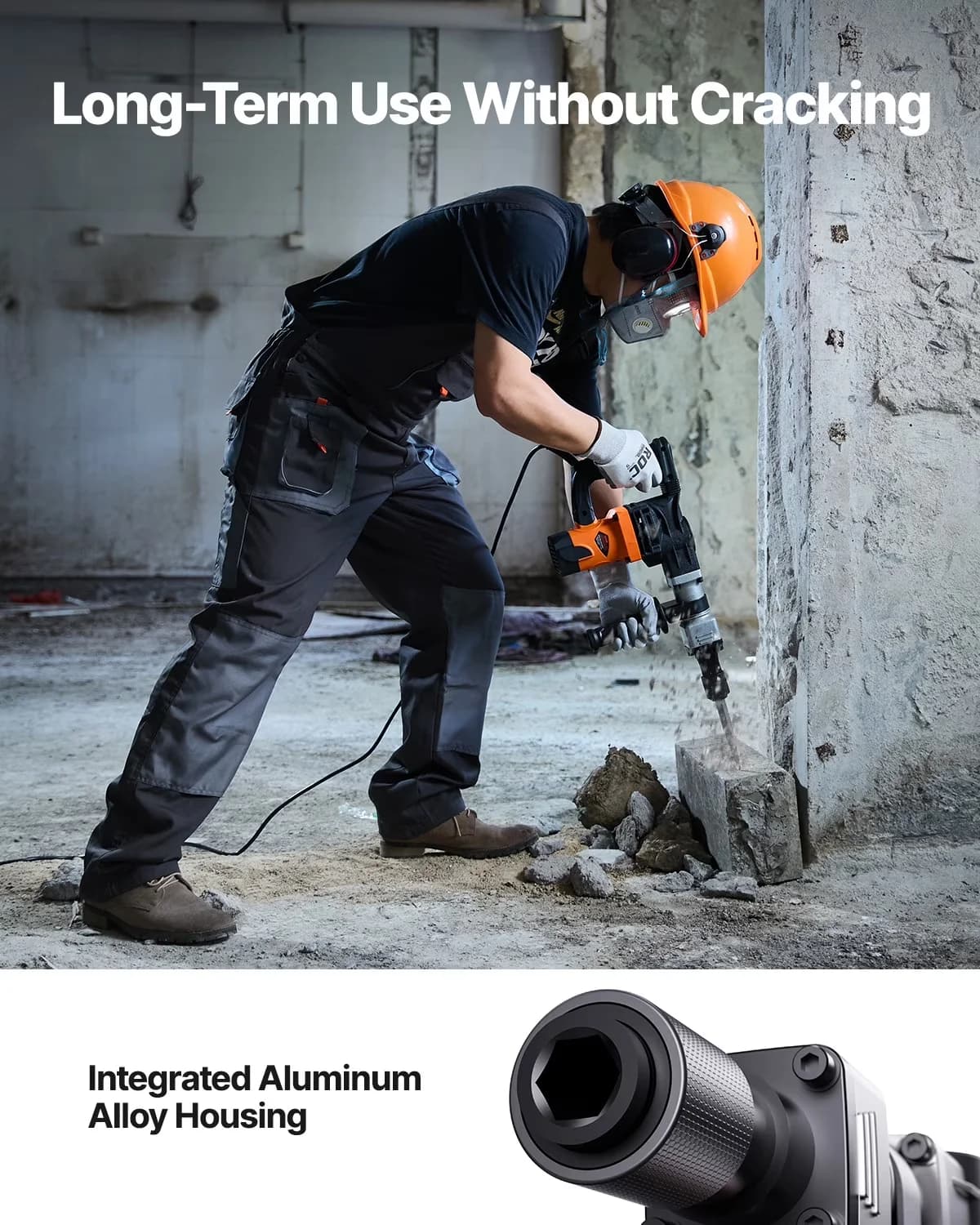 Efficient Drills Driver with 1400W, Adjustable, Demolition Jack Hammer - Orange Model F697AF