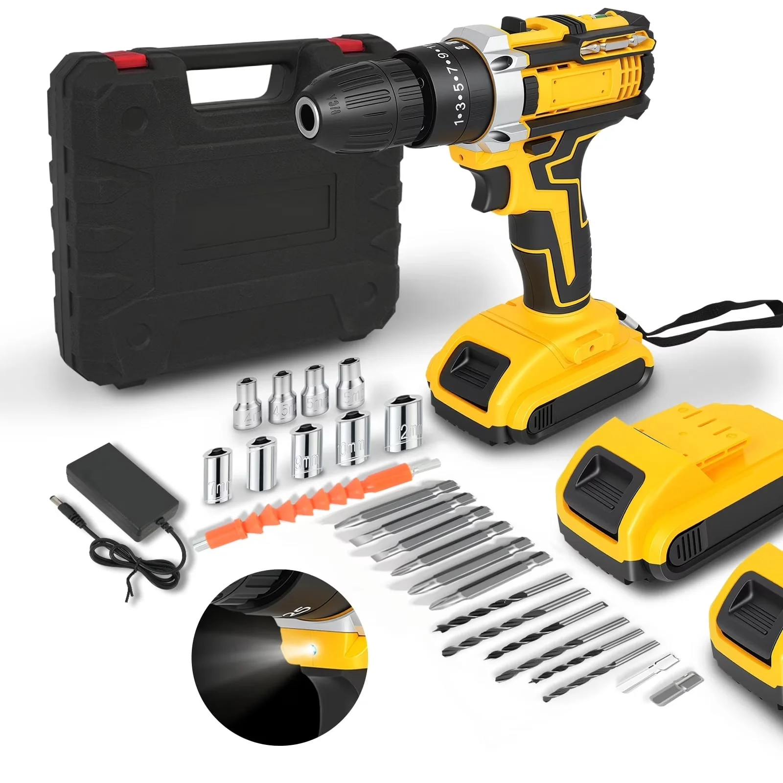 Drills Driver Efficient with Battery, 21V, 21V Cordless Drill Set - 9.84" x 11.22" Model 6B44DA