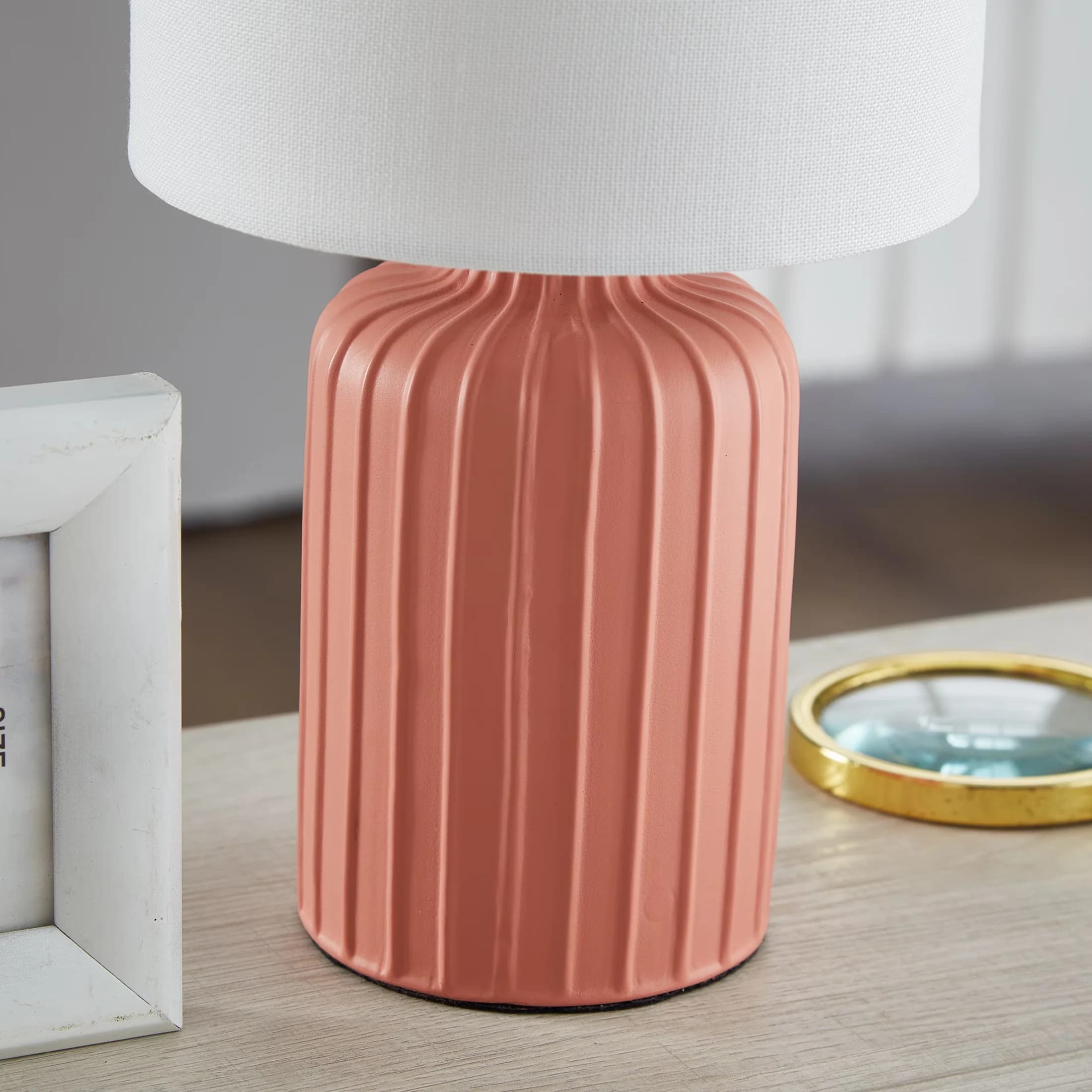 Sleek Lamp with Accent Lamps, Power Outlet, Modern - Red Ceramic 75 Inch Model 15BCB3