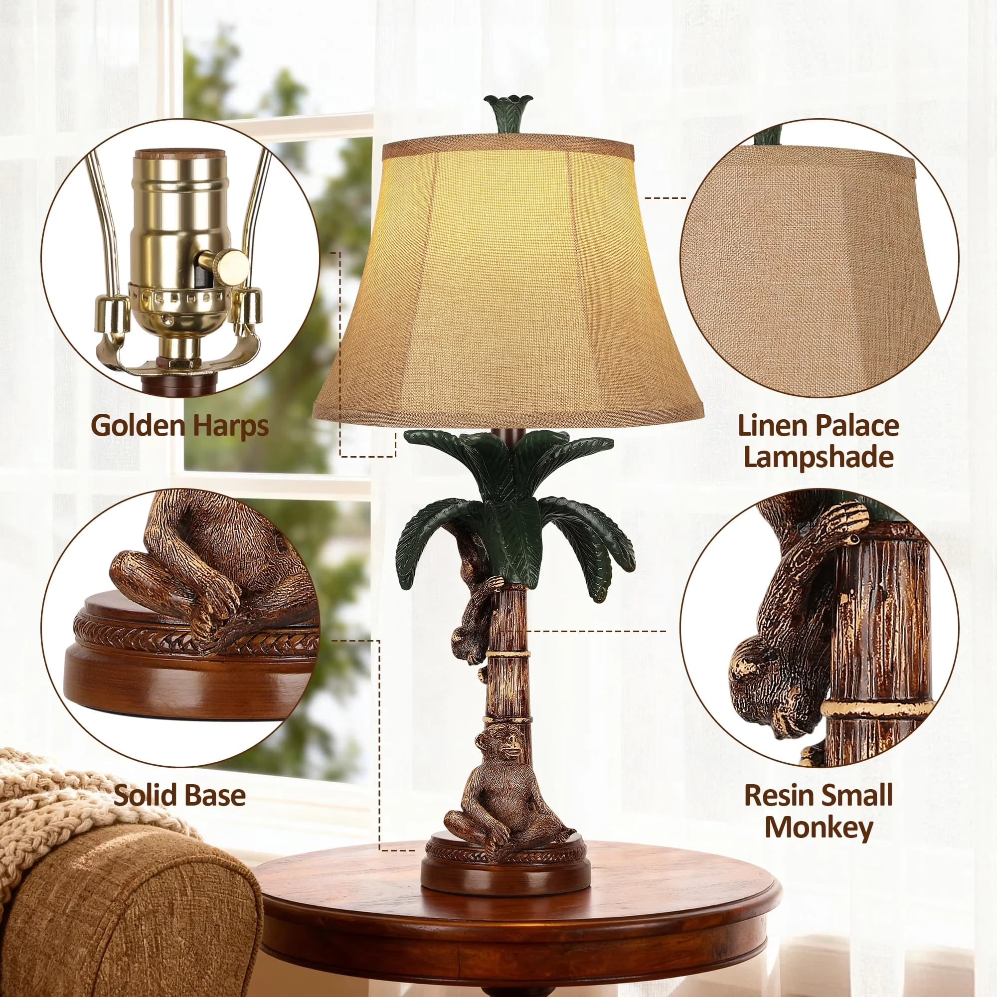 Lamp Set Efficient with LED, Energy Efficient - Brown Resin 24in - Residential Grade Model 65F0B0