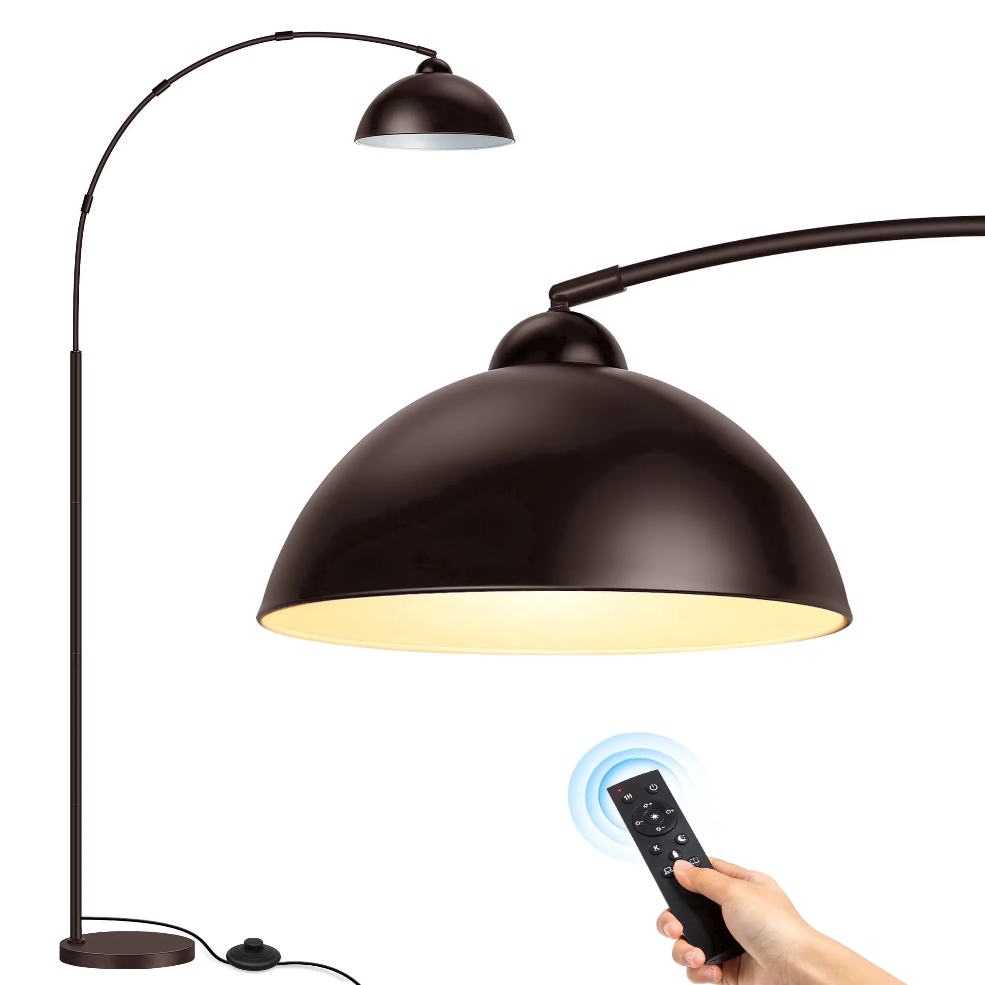 Floor Lamp Modern with LED, Modern, Adjustable Head - Metal Brown Remote Model BF5258