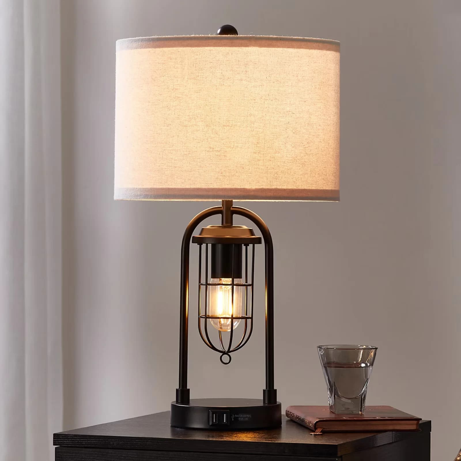 Premium Lamp Set with LED, Dimmable, 21'' Table Lamps of 2 - Bronze, Black, Multicolor Metal Model 15CC20
