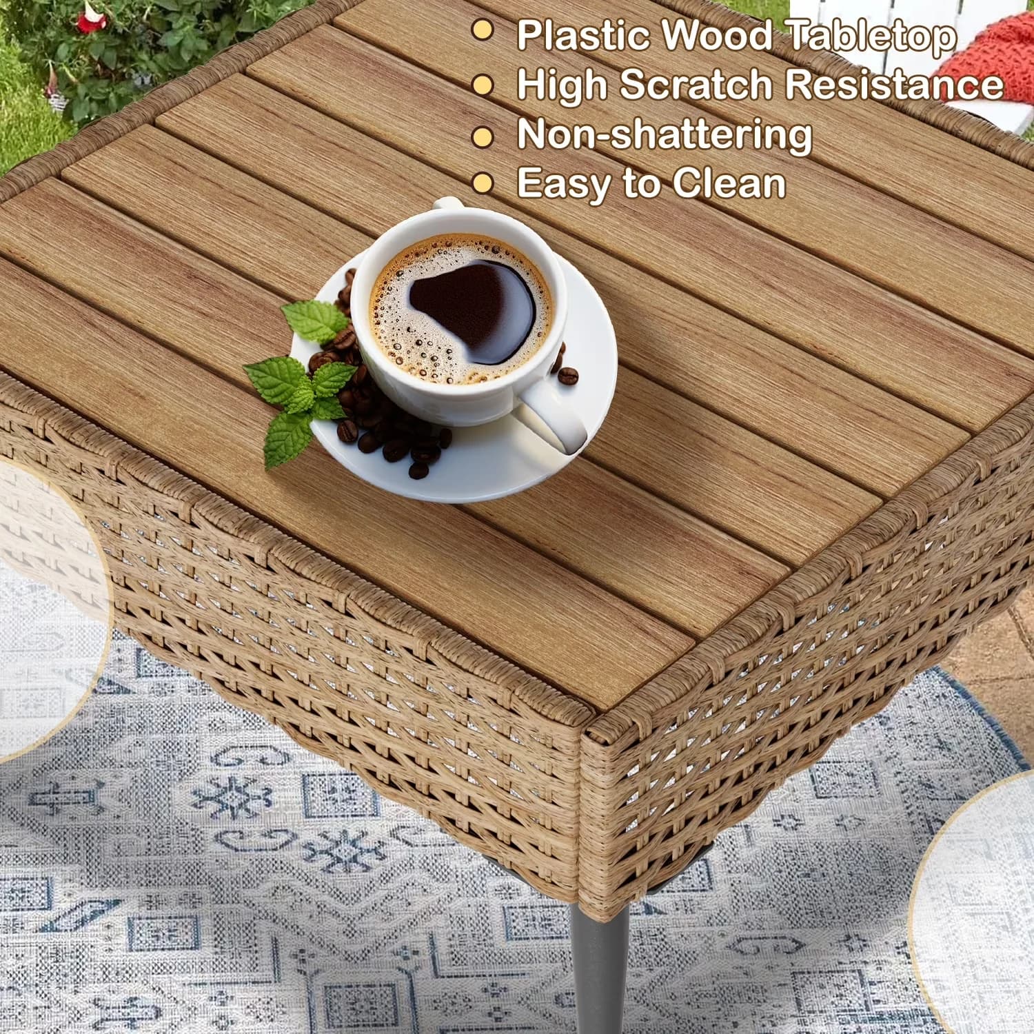 Stylish Patio Chair with Uv Resistant, Weather-Resistant - Beige Rattan for Garden Model 2E7812