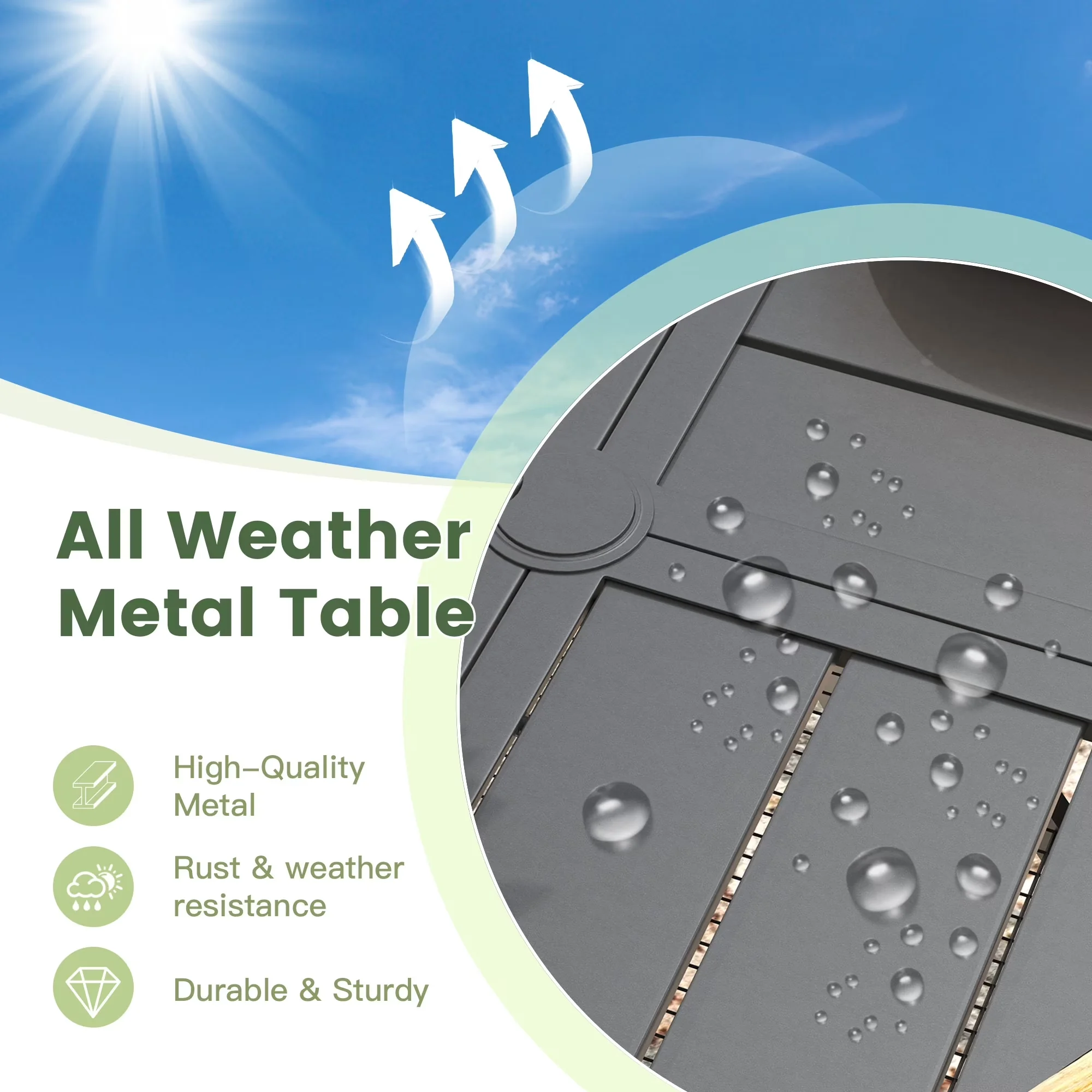 Modern Patio Dining Set with Storage - Black Metal for Outdoor - Quality Construction Model E3D0C7