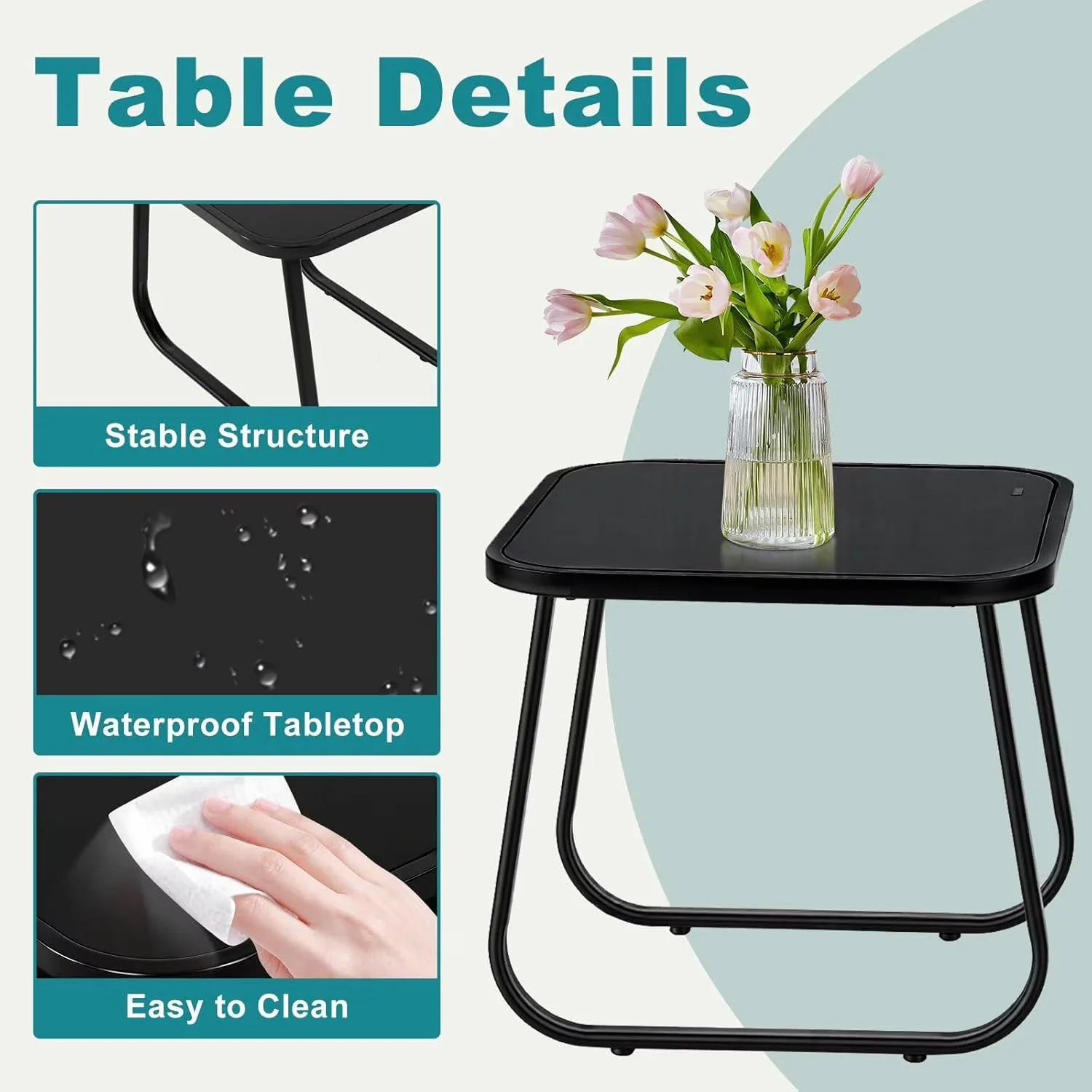 Patio Dining Set Compact with Weatherproof, Color: Contemporary Gray & Black - Metal, Mesh Black Model 2BB3B8