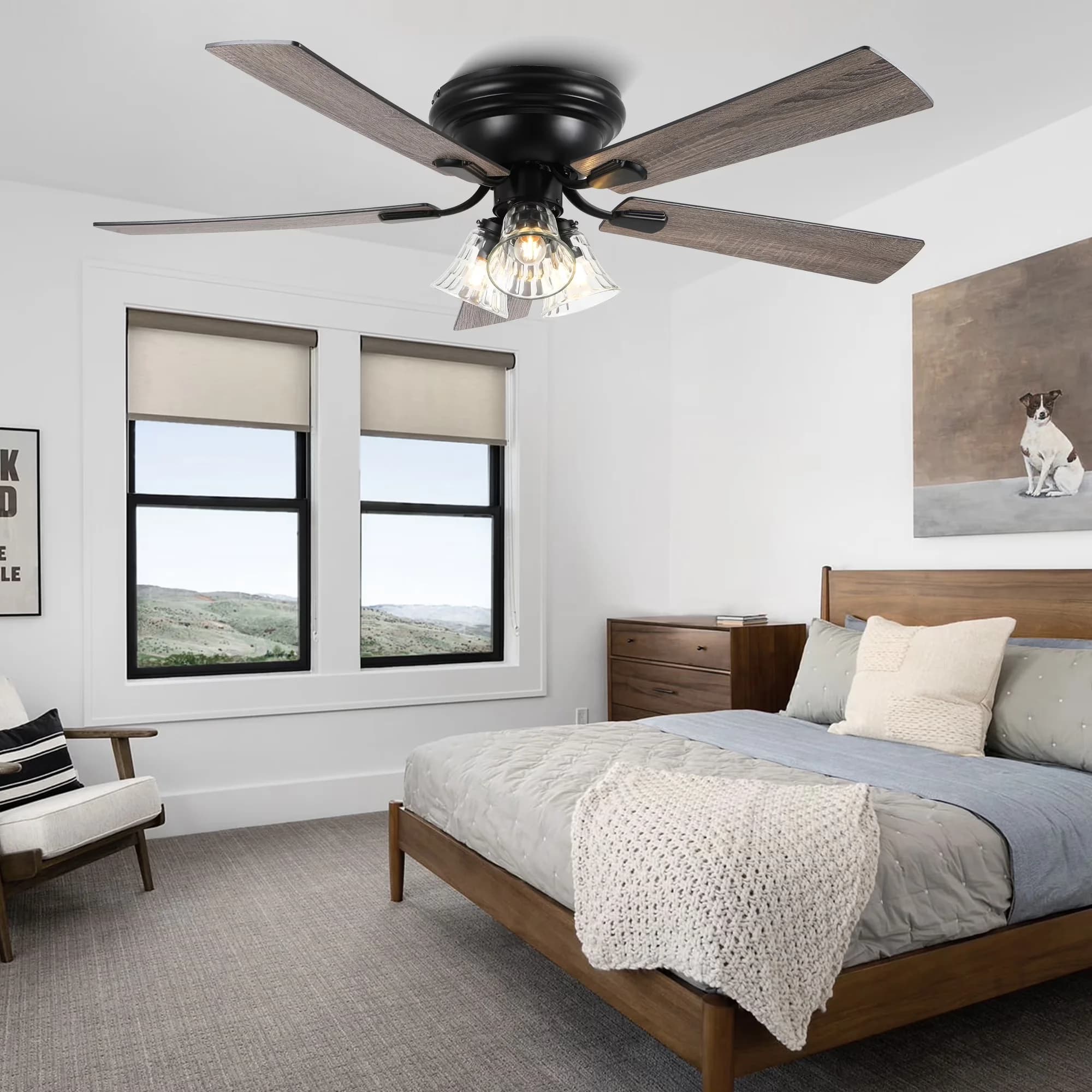 Reliable Ceiling Fan with LED, Energy Efficient - Black for Dining Room, Living Room Model C2BA7B