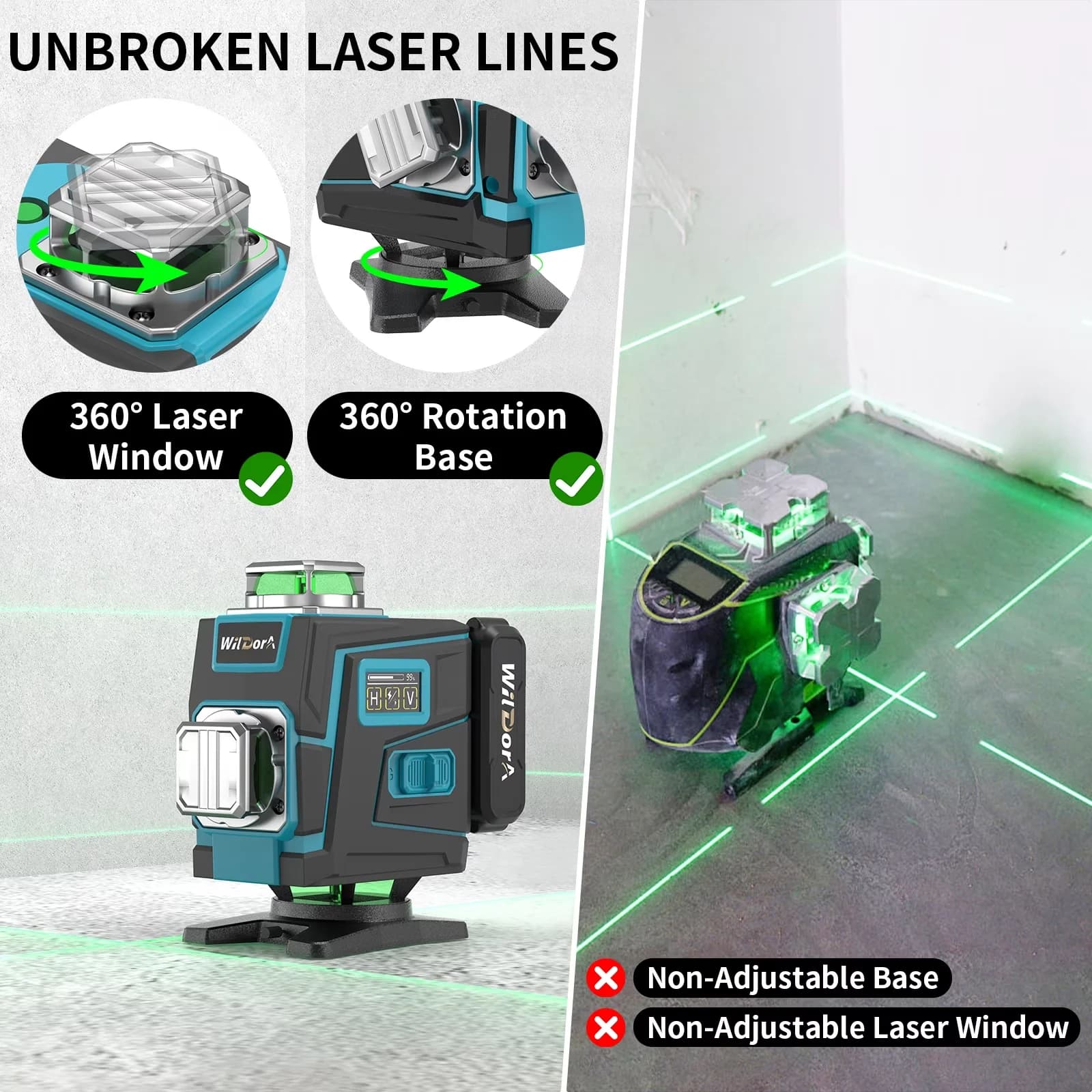 Quality Measuring Layout with Battery, Tripod, Remote Control - Green Plastic And Metal Model 72221C