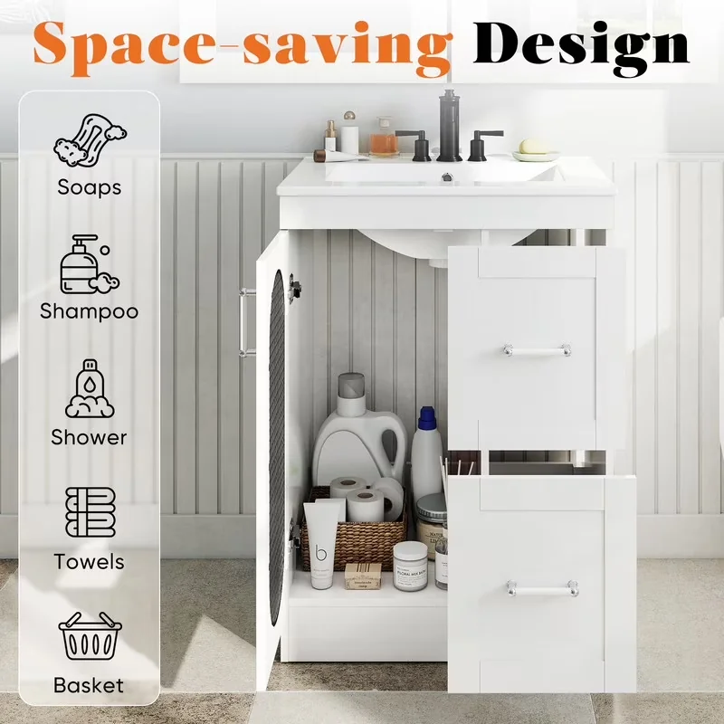 Professional Bathroom Renovation with Ceramic Basin, Undermount Vanity Sink Cabinet - Model 2B403B
