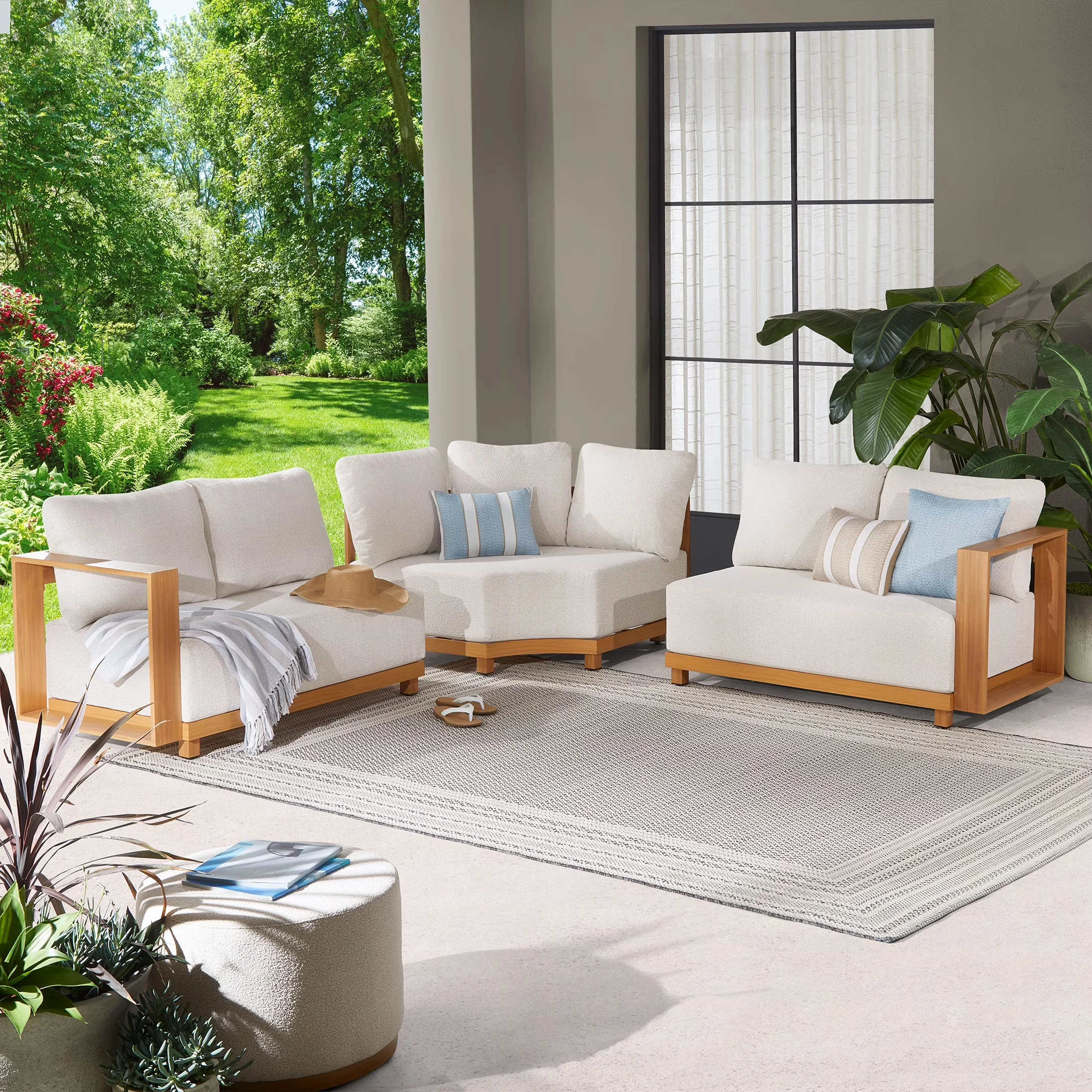 Outdoor Sofas Sectional Innovative with Coastal, Rustic/Lodge, Modern - Beige Steel, Sdp Fabric Model 08D4A1
