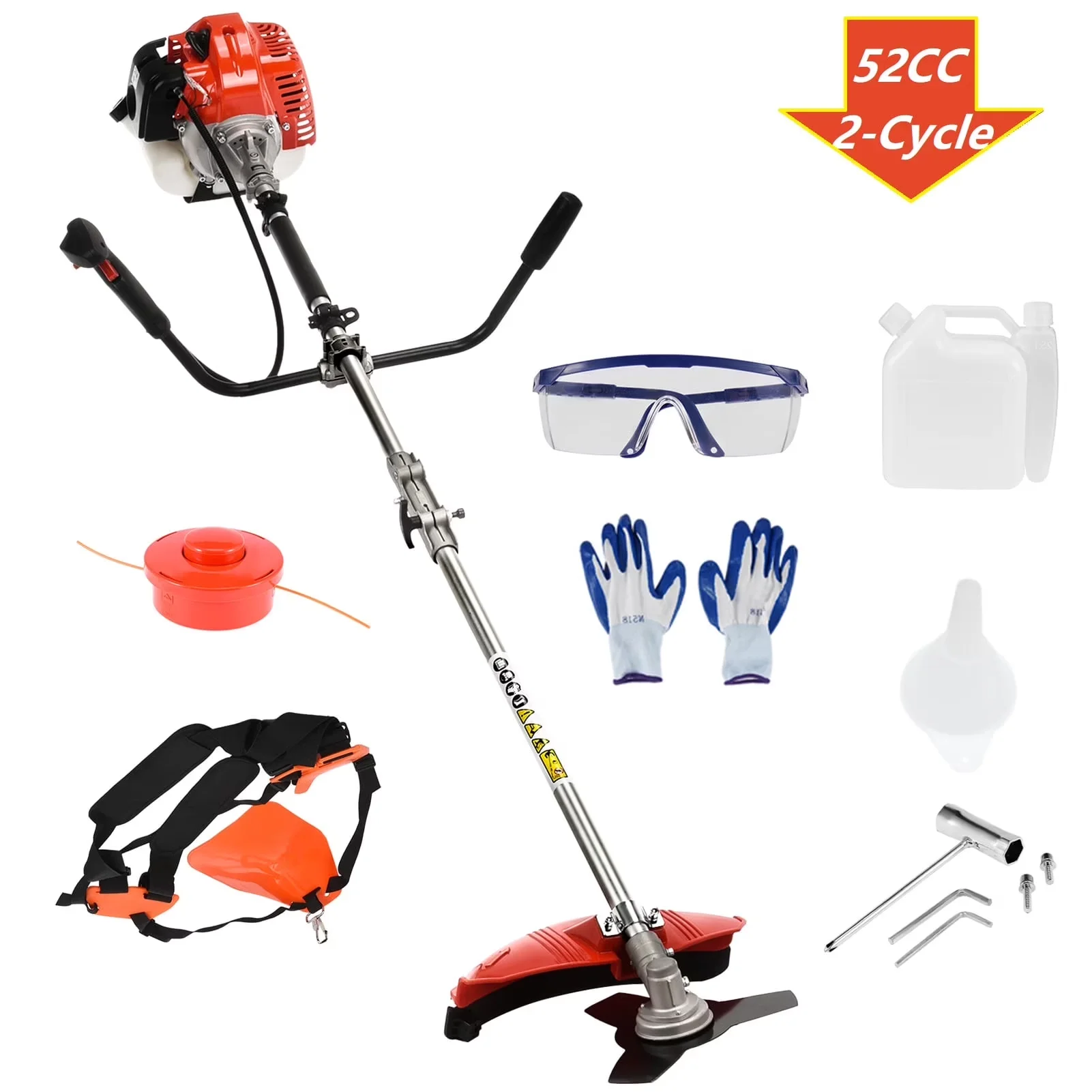 Classic String Trimmer with Extendable, 52cc Weed Eater Gas Powered, Gas and Brush Cutter - Model 5B9484