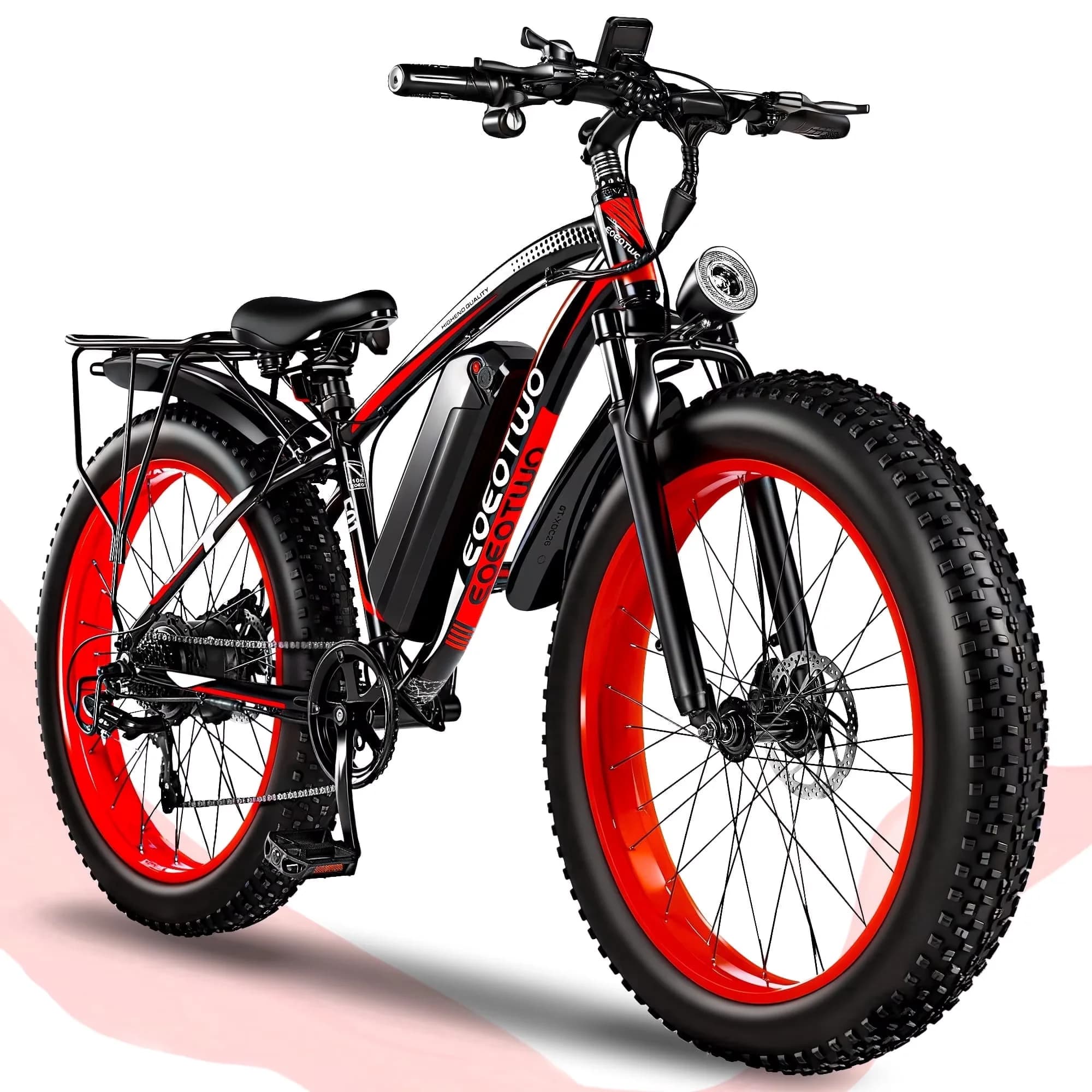 Electric Bike Professional with Battery, LED, 1500W - Red - Space-Saving Design Model 095713