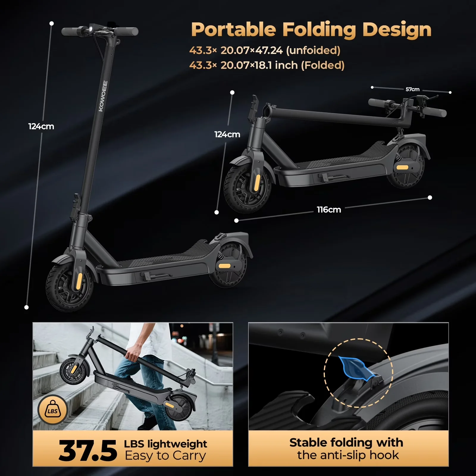 Scooter Premium with 500W, Foldable, E8 Pro Electric 500W 8.5" Solid Tire - Metal+Abs Black Model 474395
