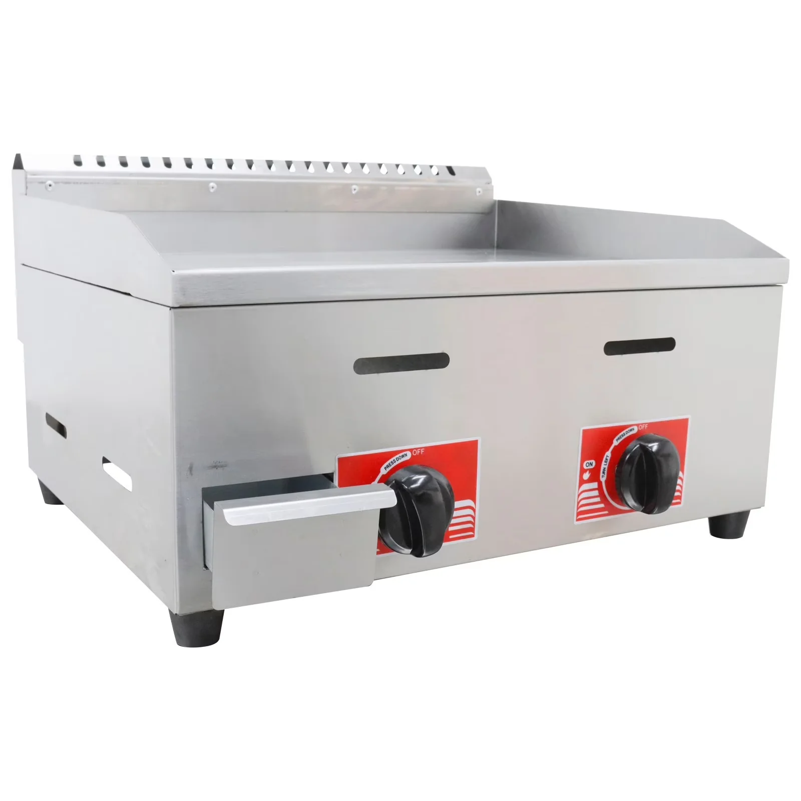 Innovative Flat Top Grill with GPL-530 2-Burner LPG Gas Griddle, 8mm Non-Stick Iron Plate - Stainless Steel Model 9E7815